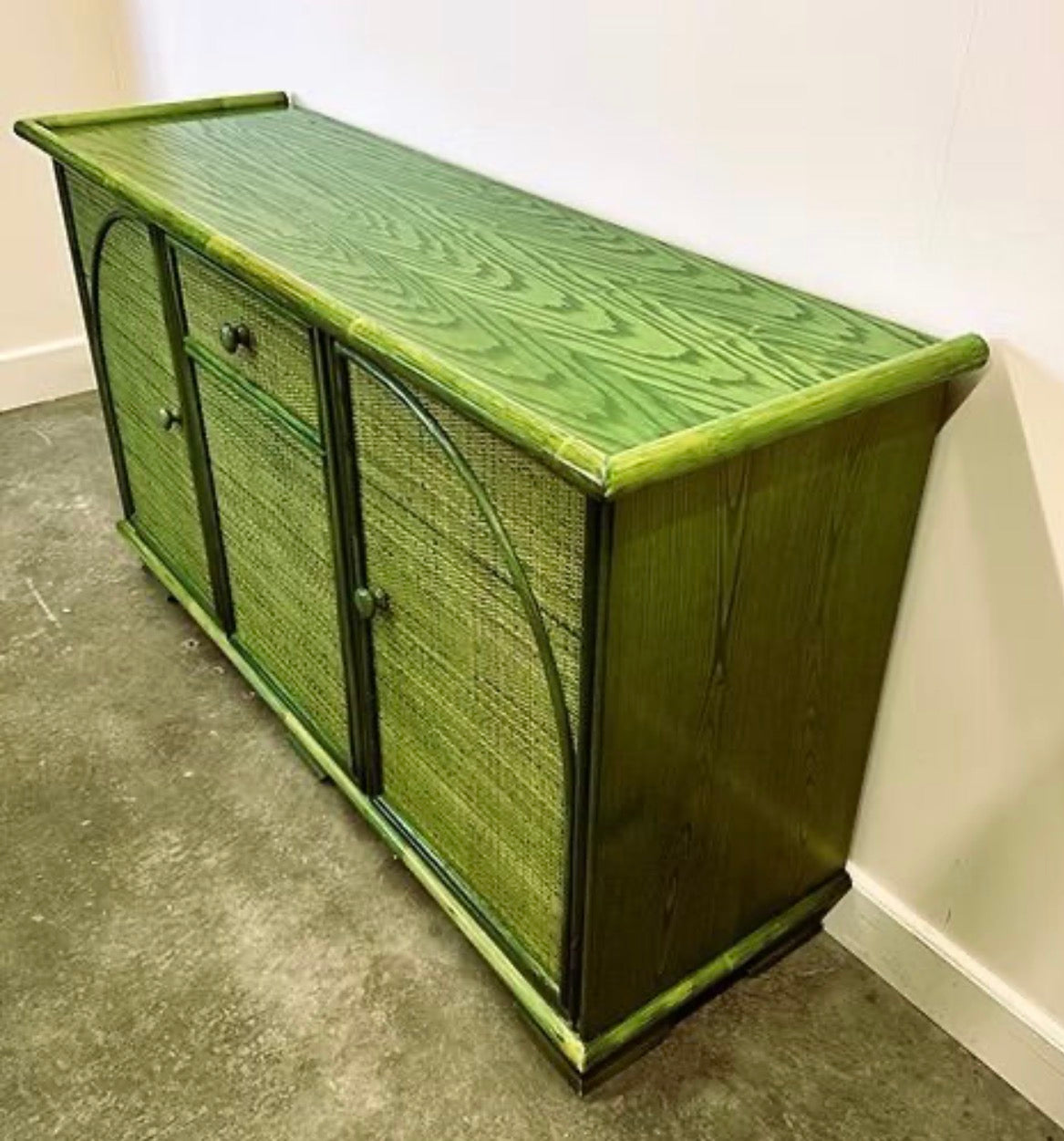 PRE ORDER: Vintage French Bamboo Sideboard by Maugrion