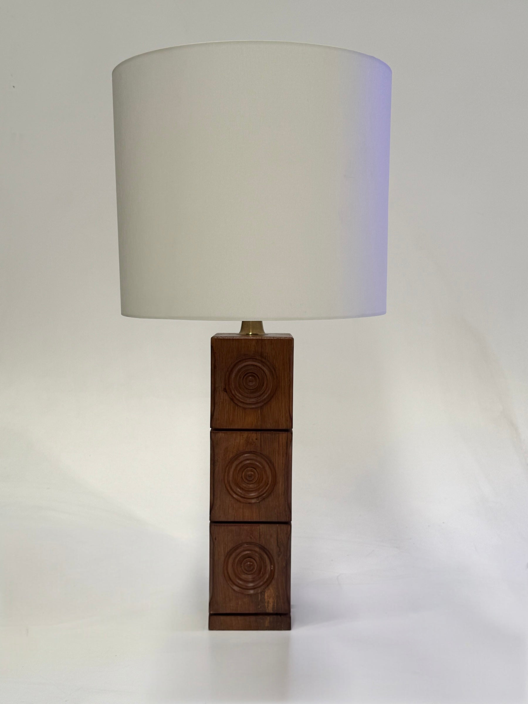 Vintage Carved Timber Table Lamps - Two Available