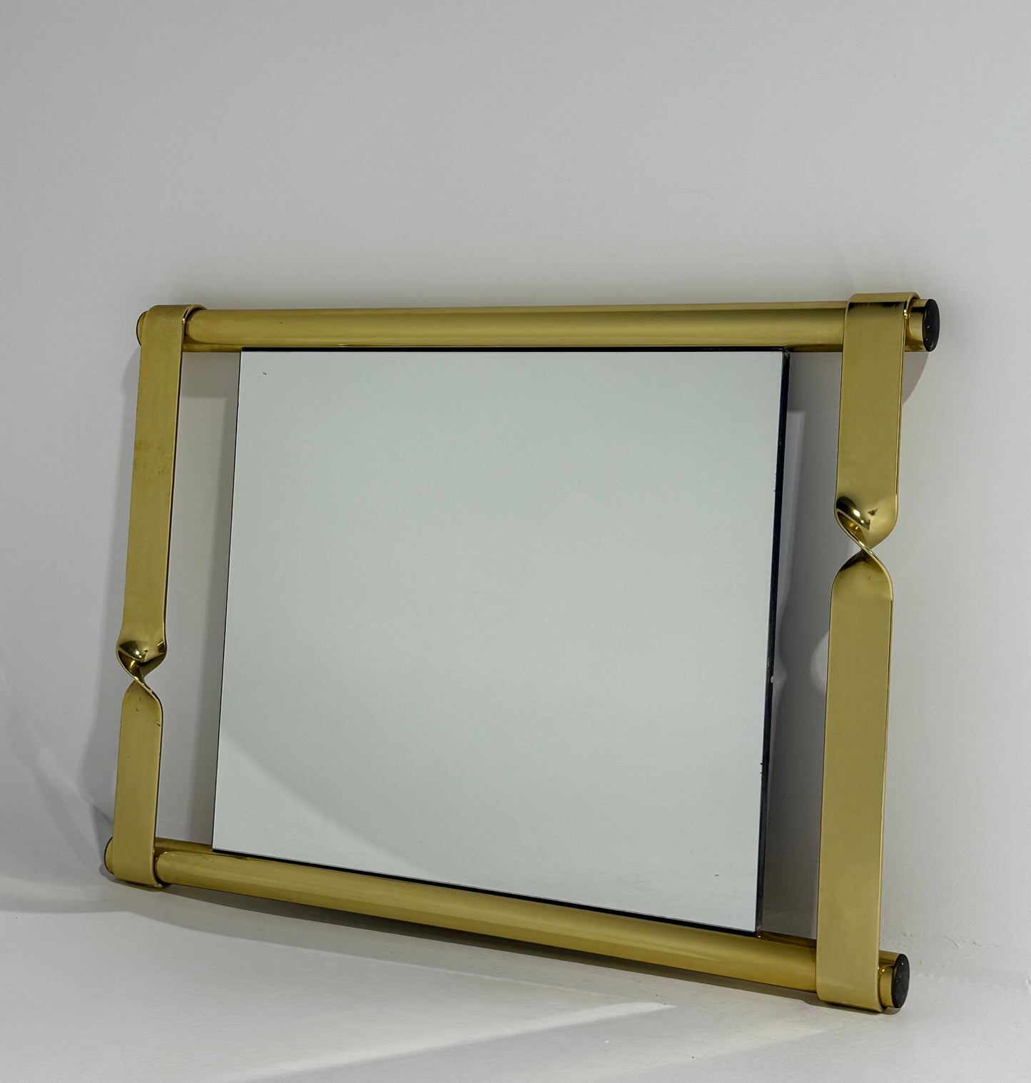 1970’s Italian Brass and Mirror by Luciano Frigerio