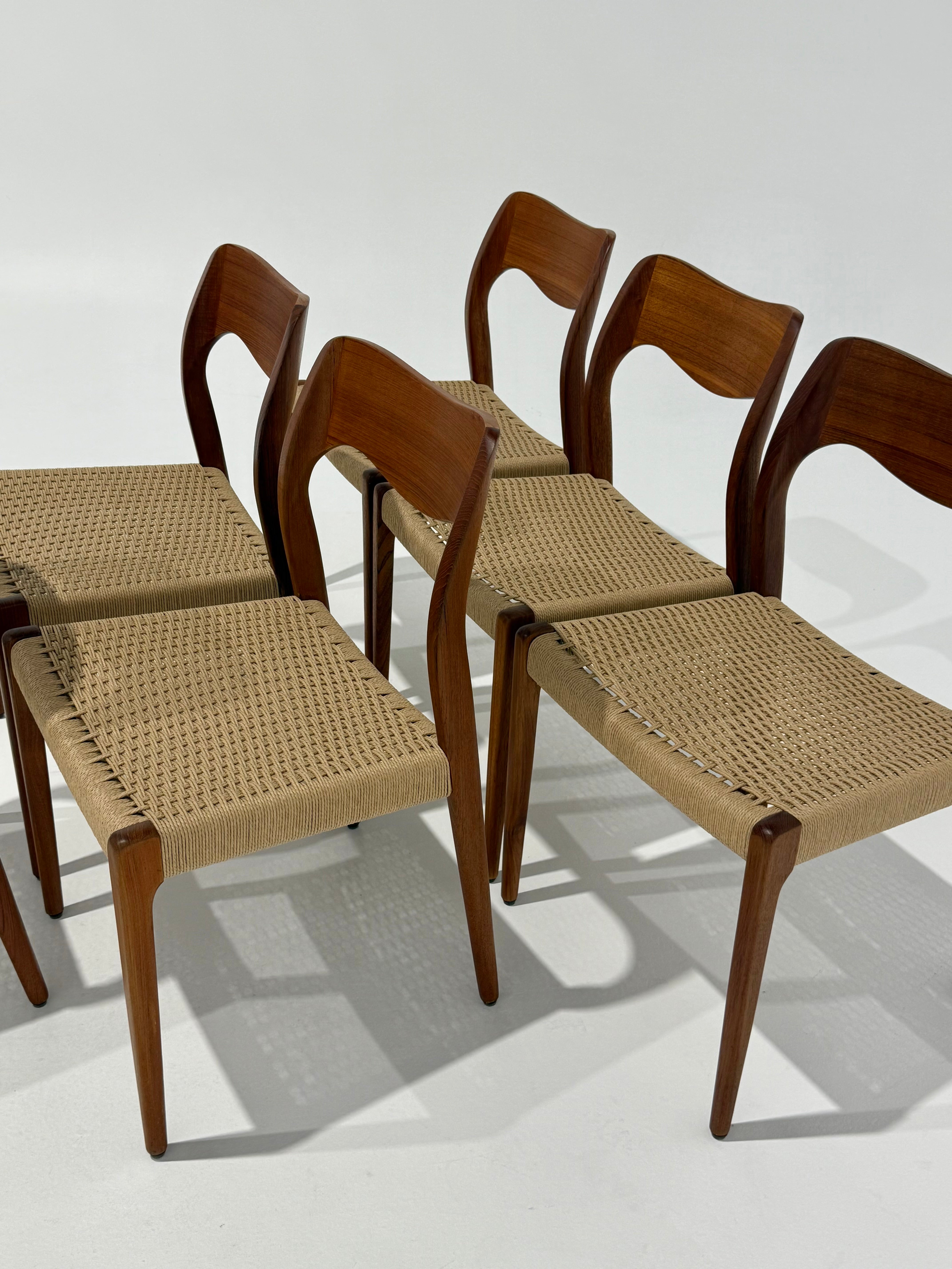 Set of 6 Danish JL Moller Model 71 Dining Chairs
