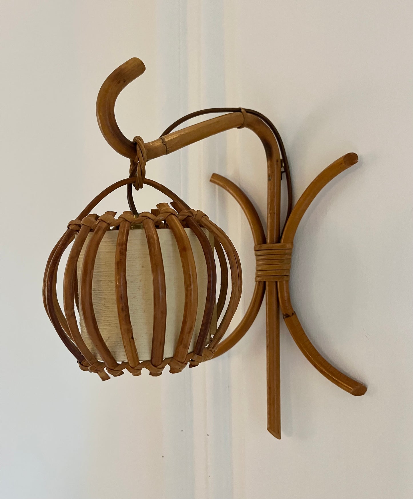 1970’s French Bamboo Wall Lights by Louis Sognot