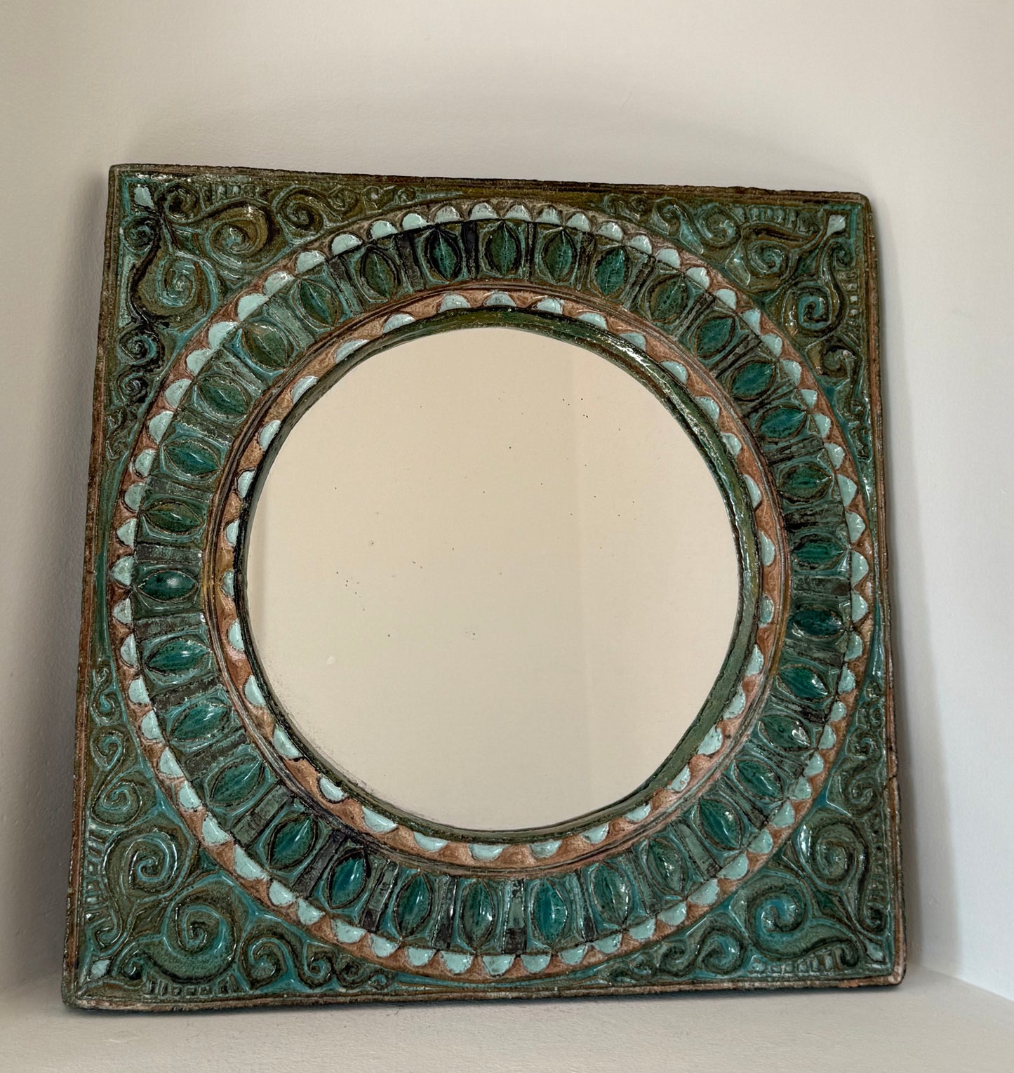 Vintage French Ceramic Mirror