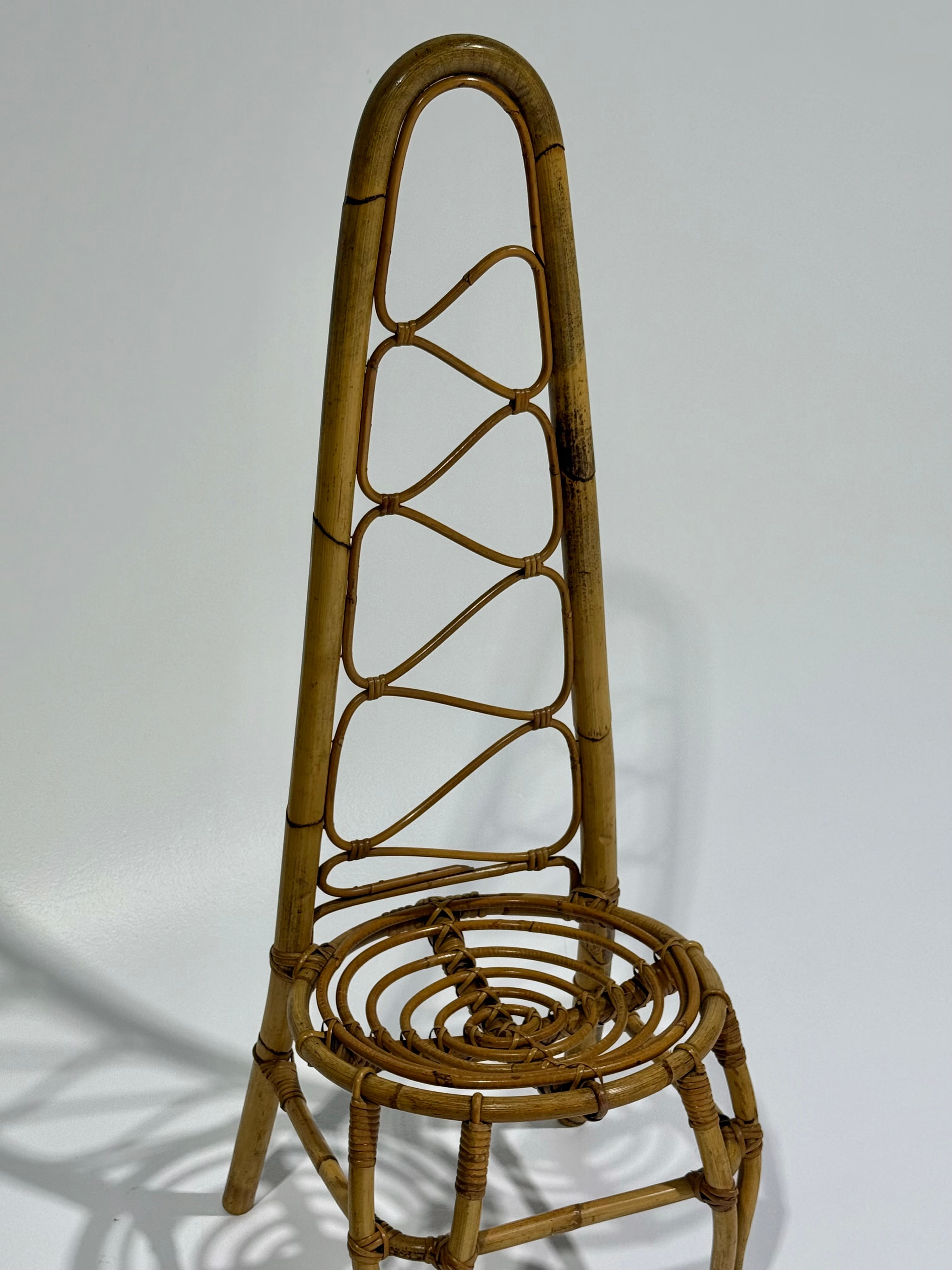 Italian Bamboo High Back Chair by Bonacina
