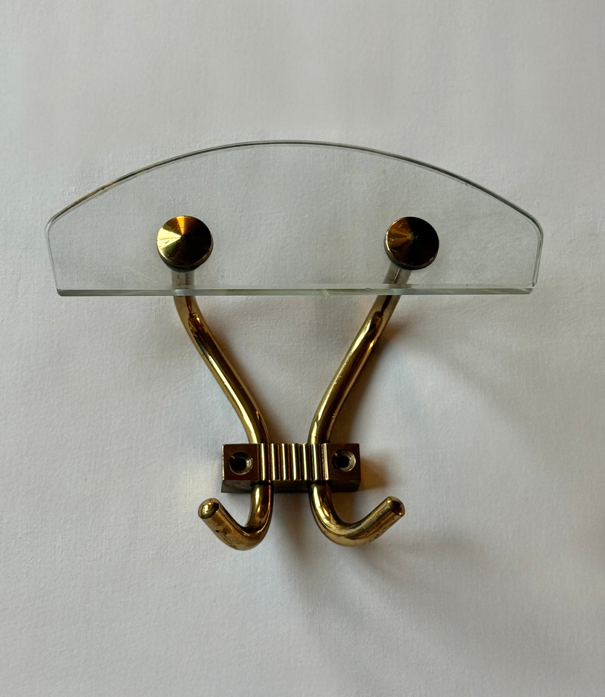 Italian Brass and Glass Coat Hook - Five Available
