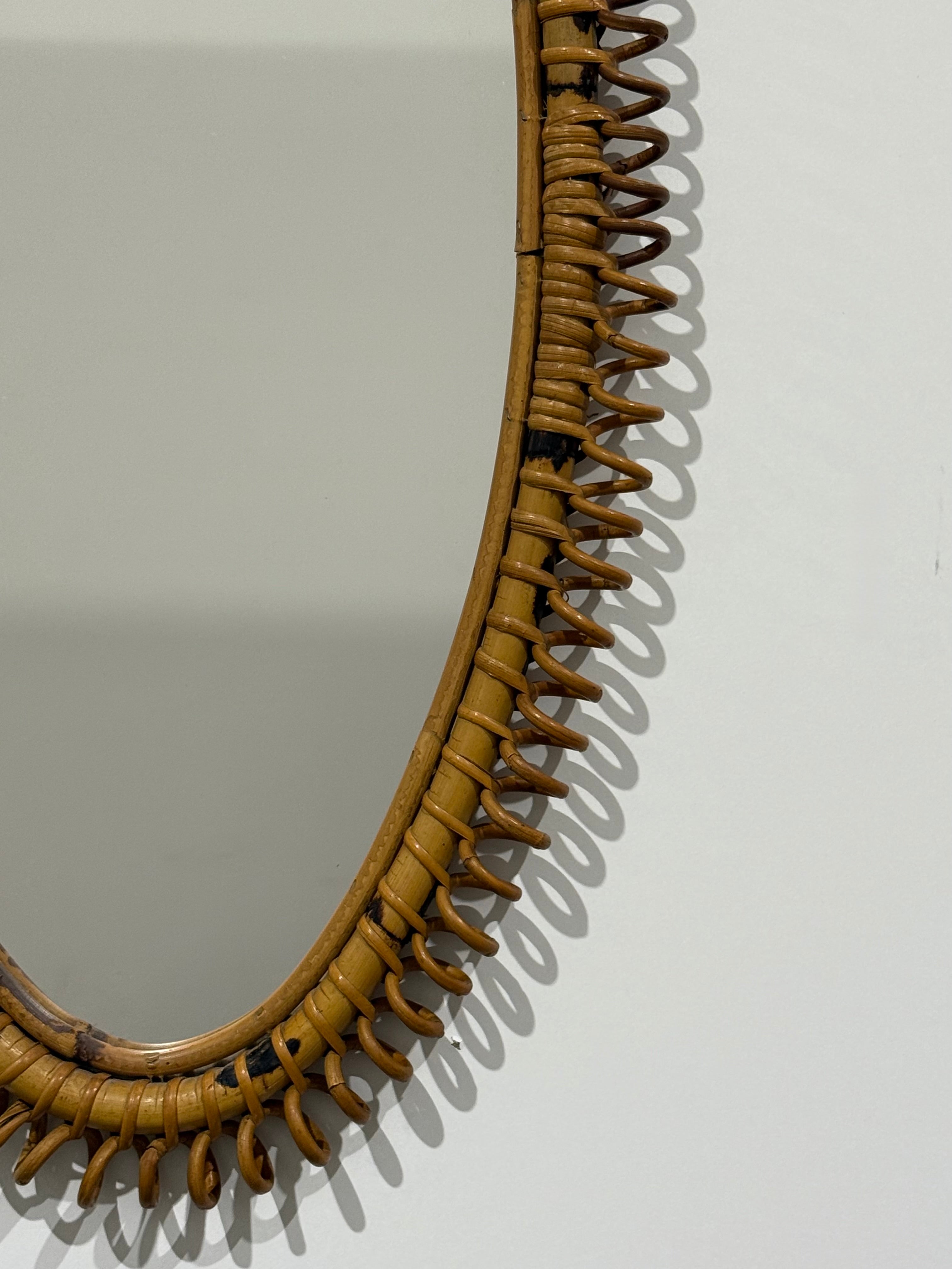 Large Italian Bamboo Mirror by Franco Albini