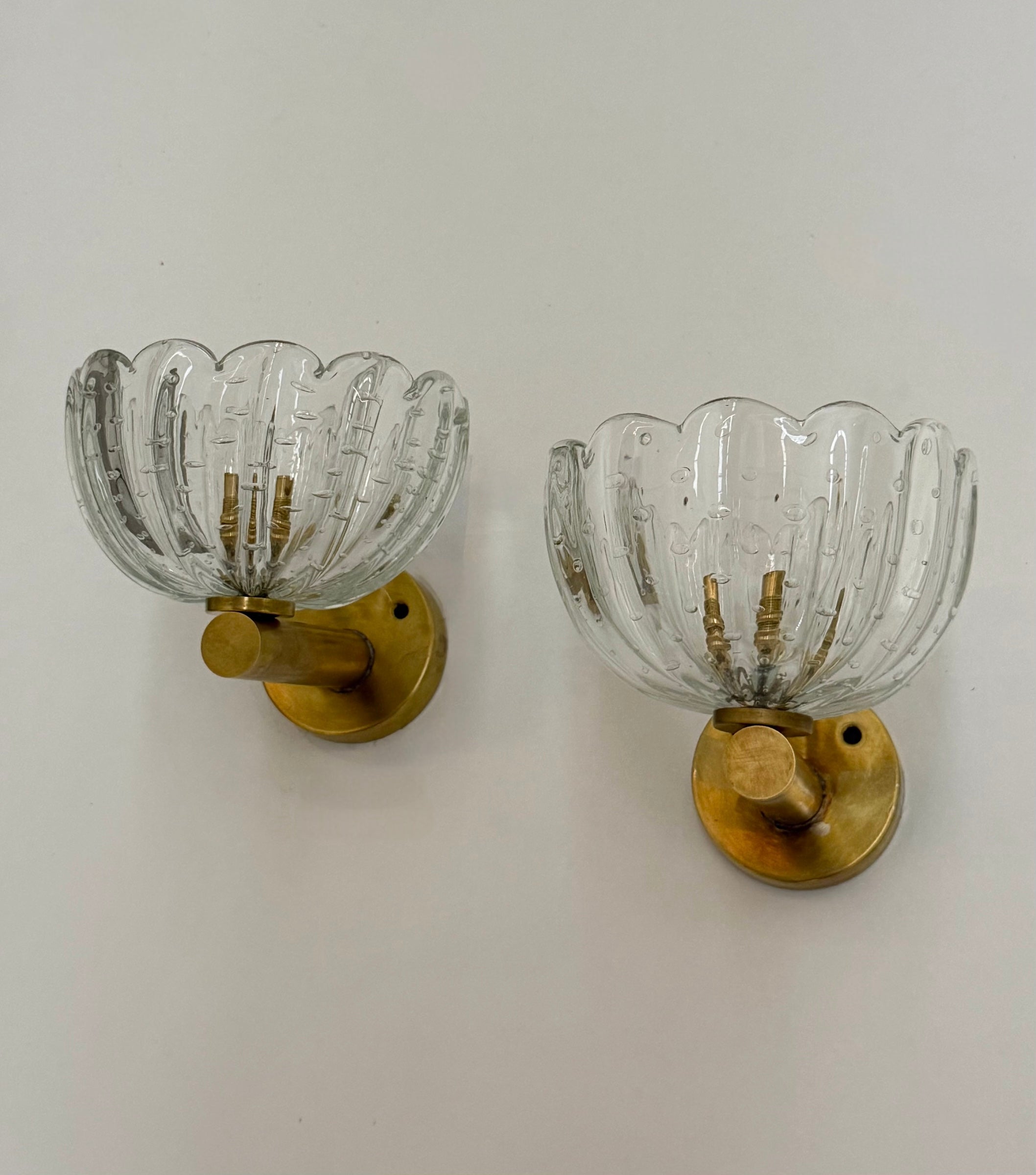 Pair of Murano Bullicante Wall Lights by Barovier