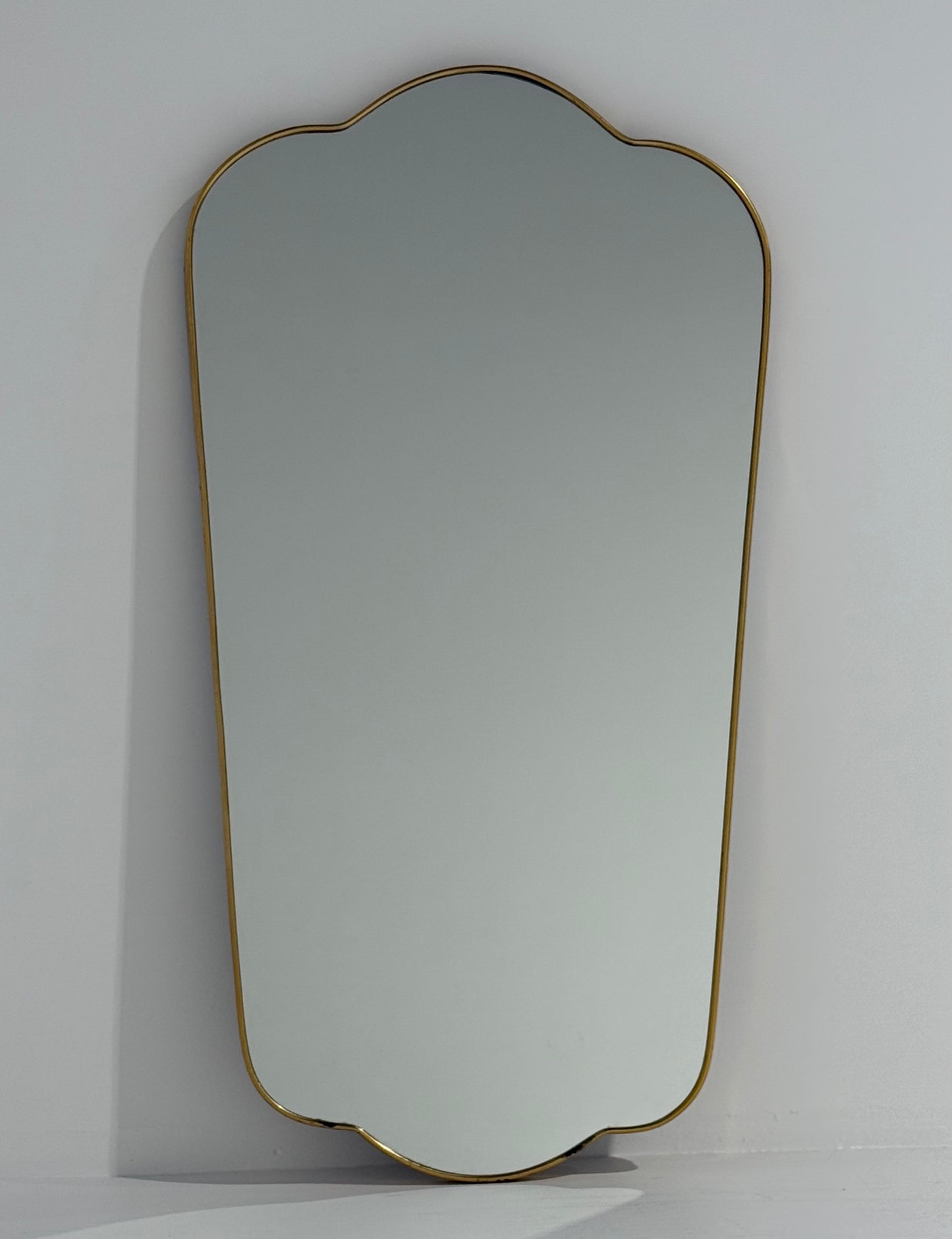 Large Vintage Italian Curved Brass Mirror