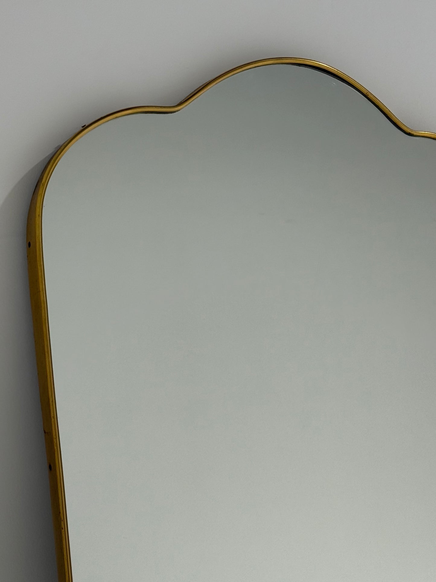 Large Vintage Italian Curved Brass Mirror