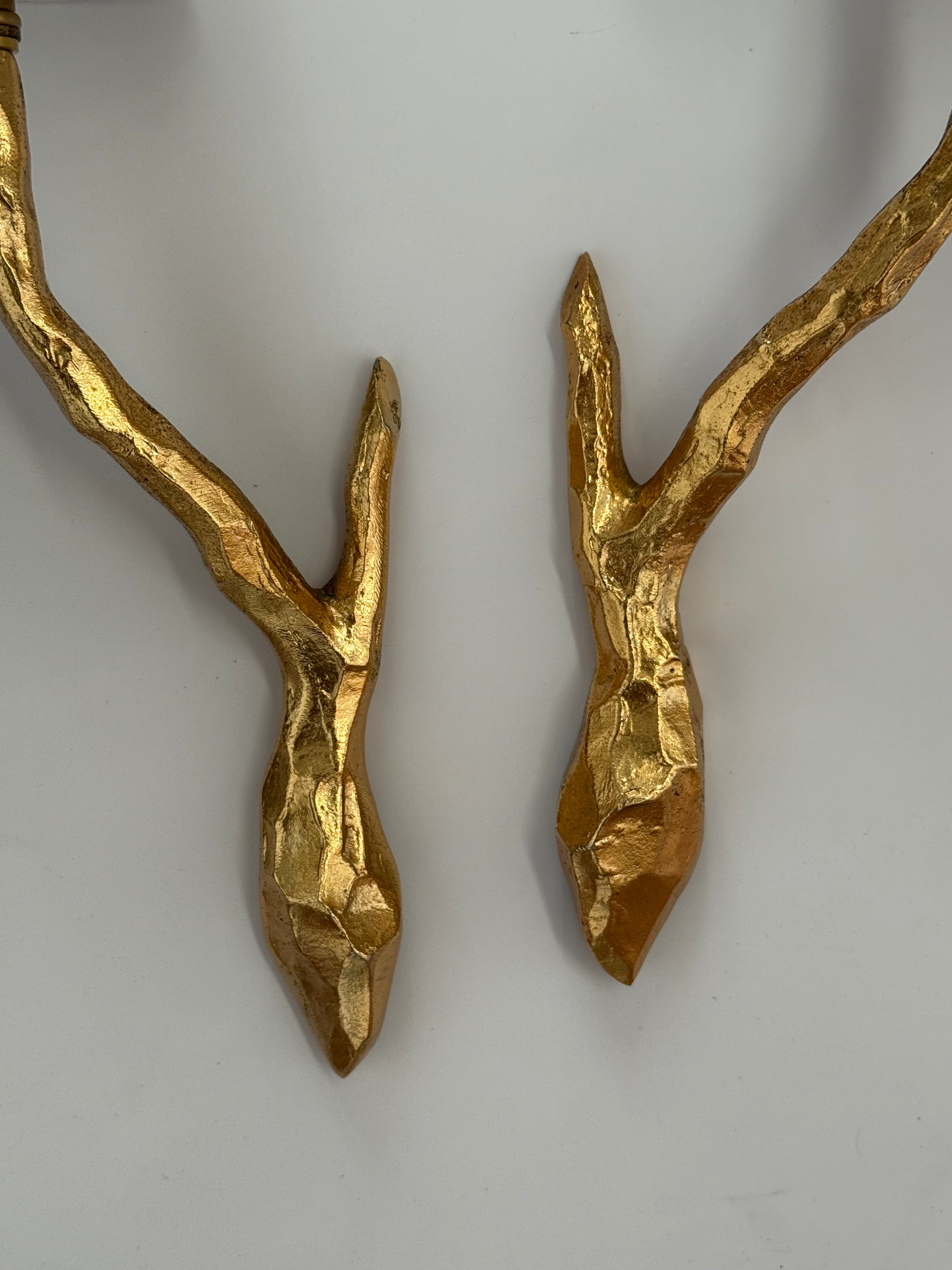 Pair of French Bronze Wall Lights by Maison Arlus