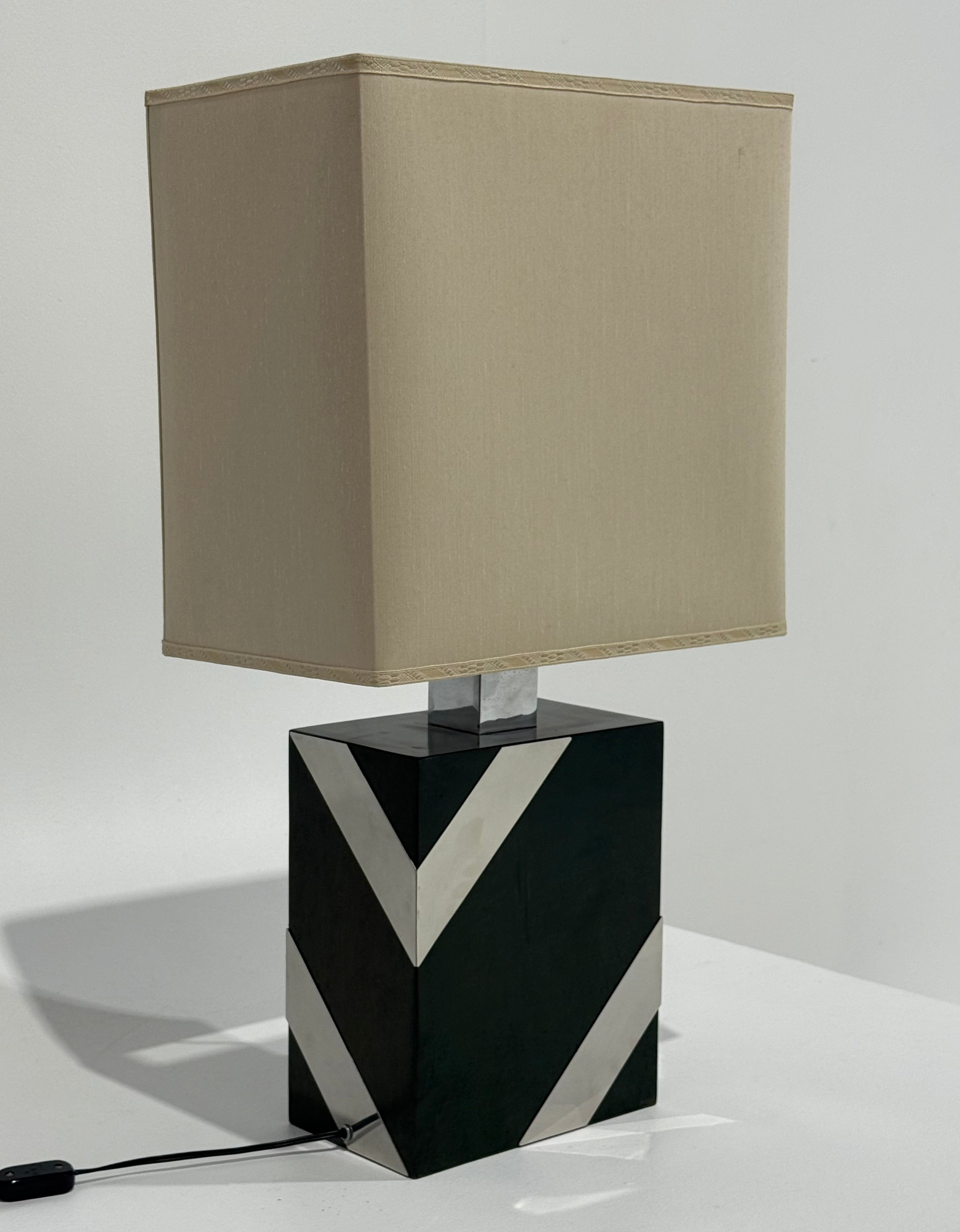 1970’s Briar Wood and Mirrored Chrome Lamp - Two Available
