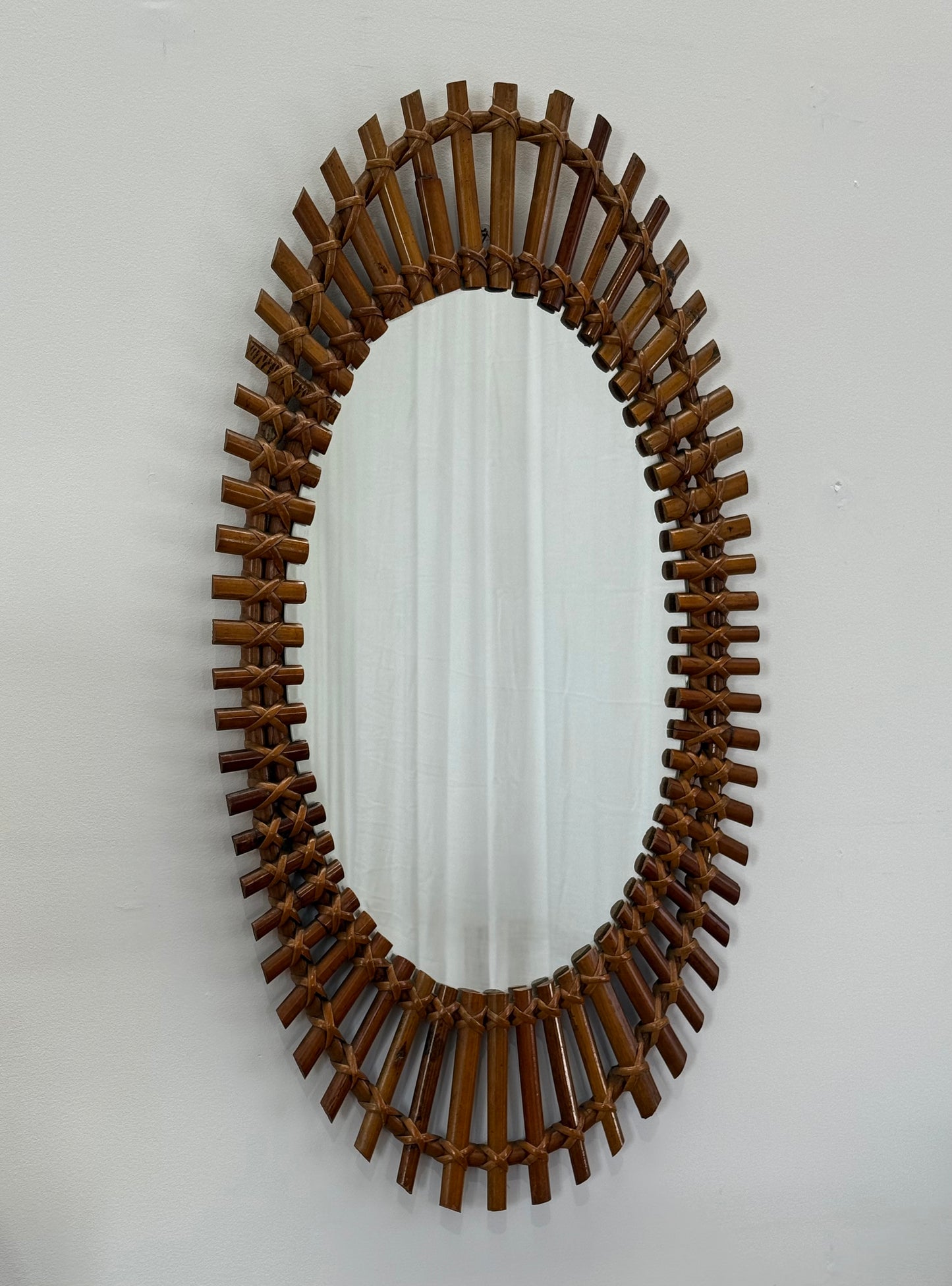 Italian Bamboo Mirror by Olaf Von Bohr for Bonacina