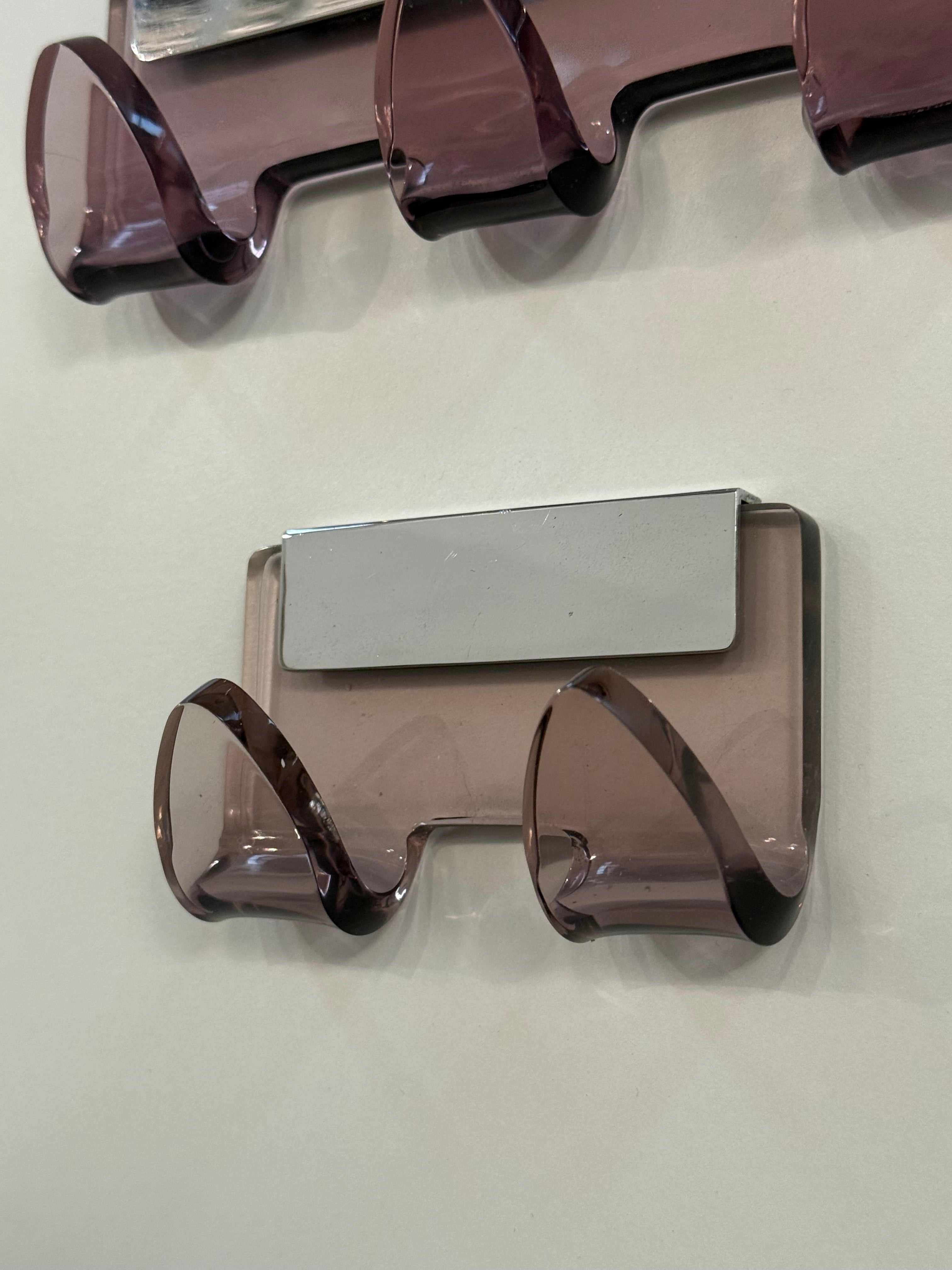 Set of Italian Perspex and Chrome Wall Hooks