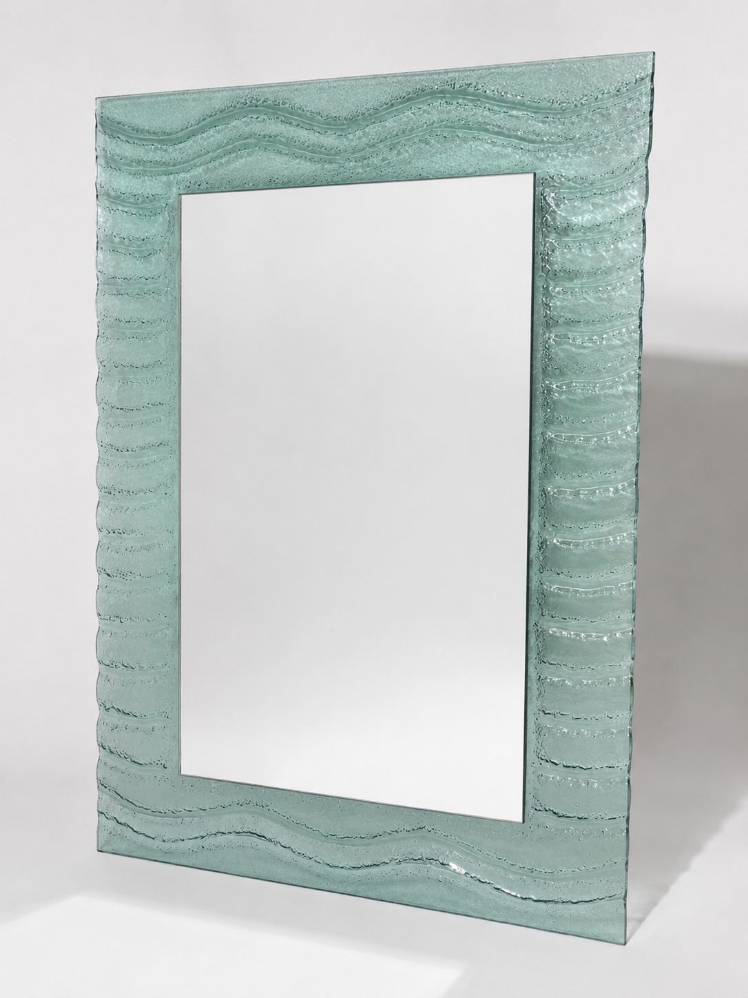 Vintage Green Moulded Glass Mirror - Two Available