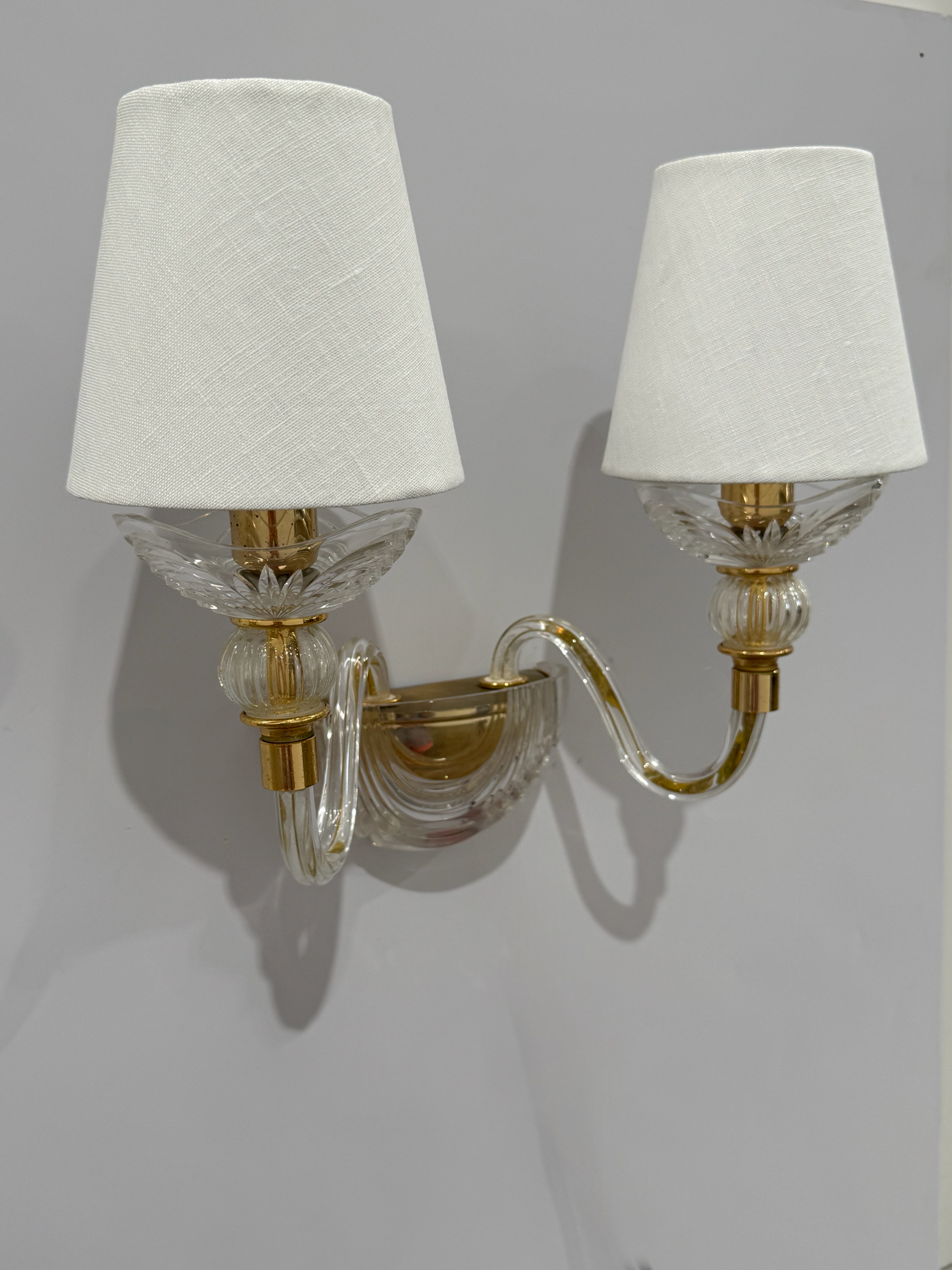 Pair of Vintage Italian Glass Wall Lights