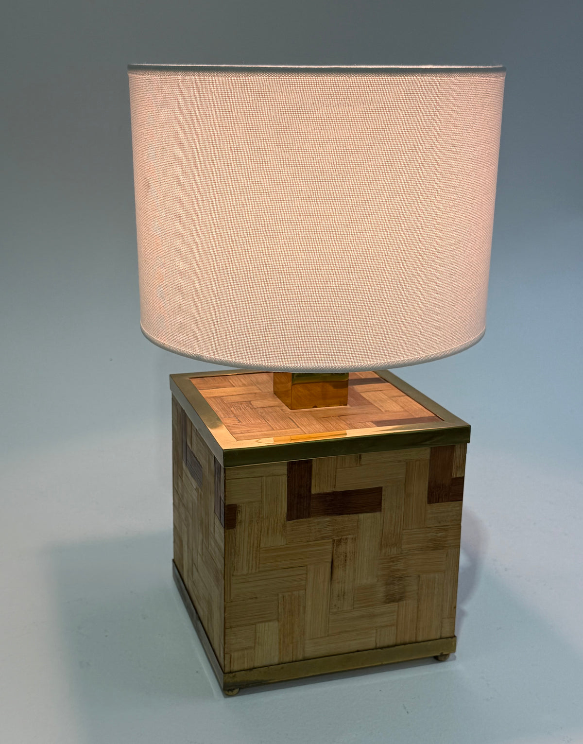 Vintage Italian Bamboo & Brass Lamp