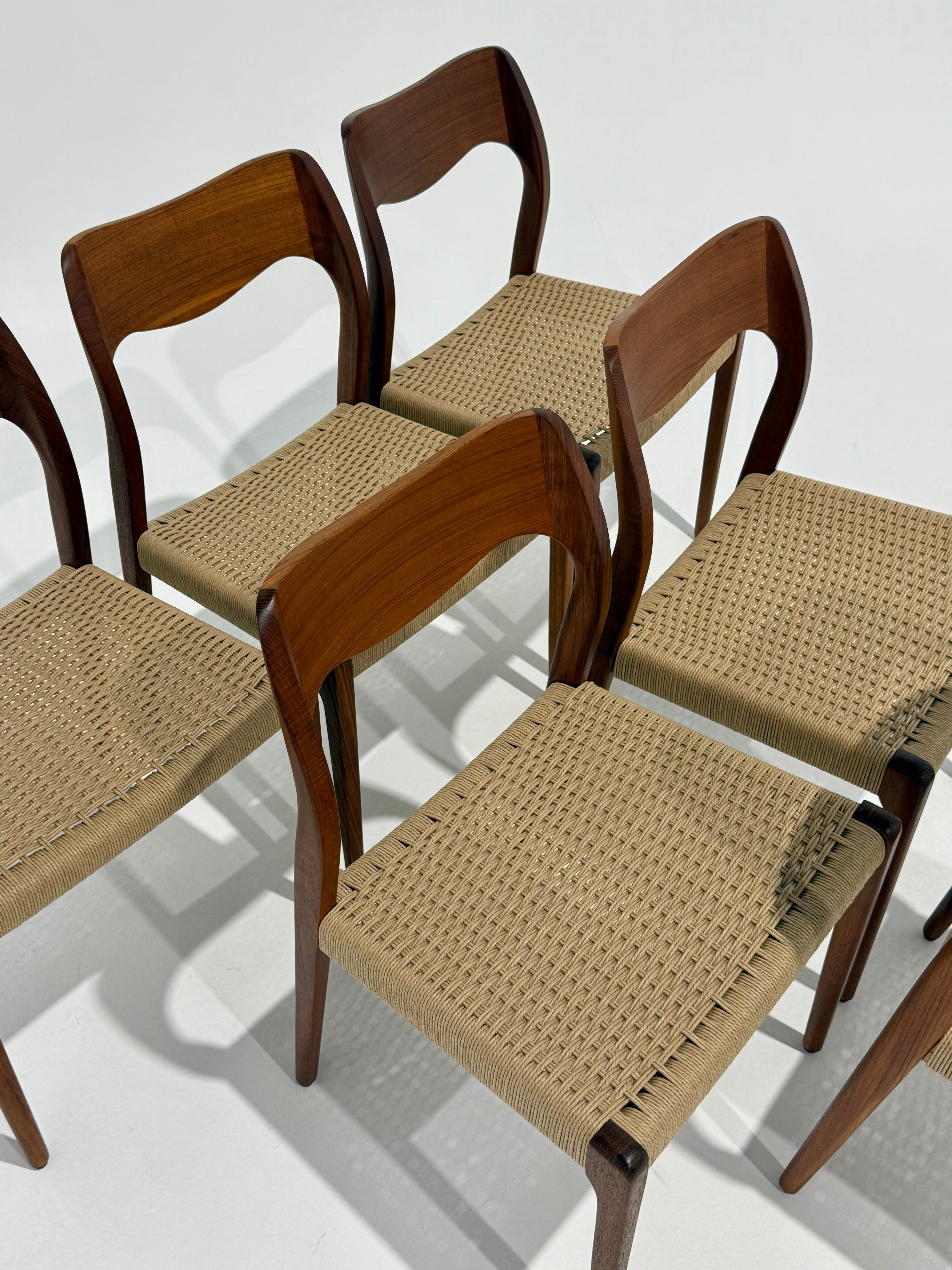 Set of 6 Danish JL Moller Model 71 Dining Chairs