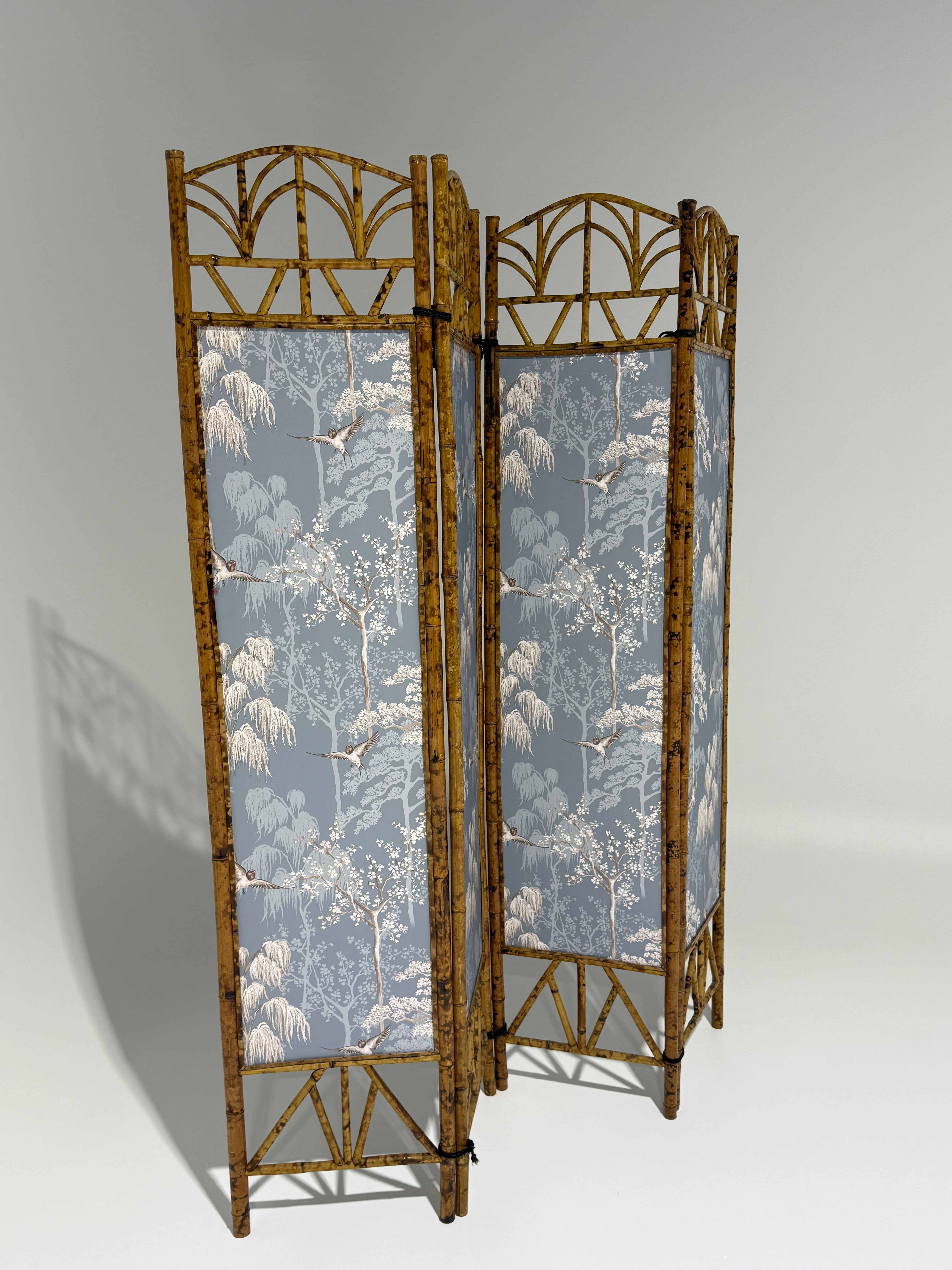 Vintage Bamboo Folding Screen