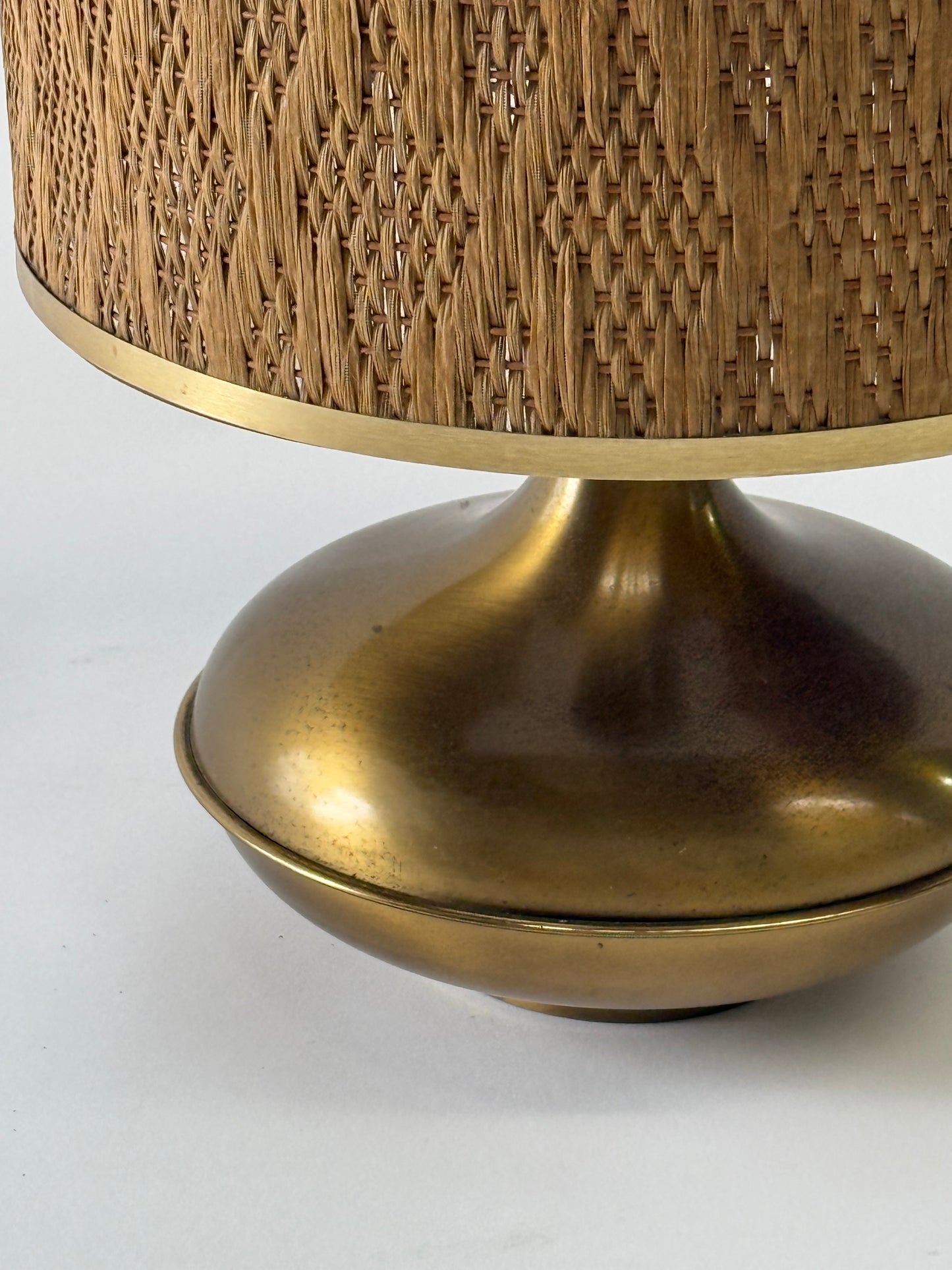 Vintage Italian Brass and Rattan Lamp