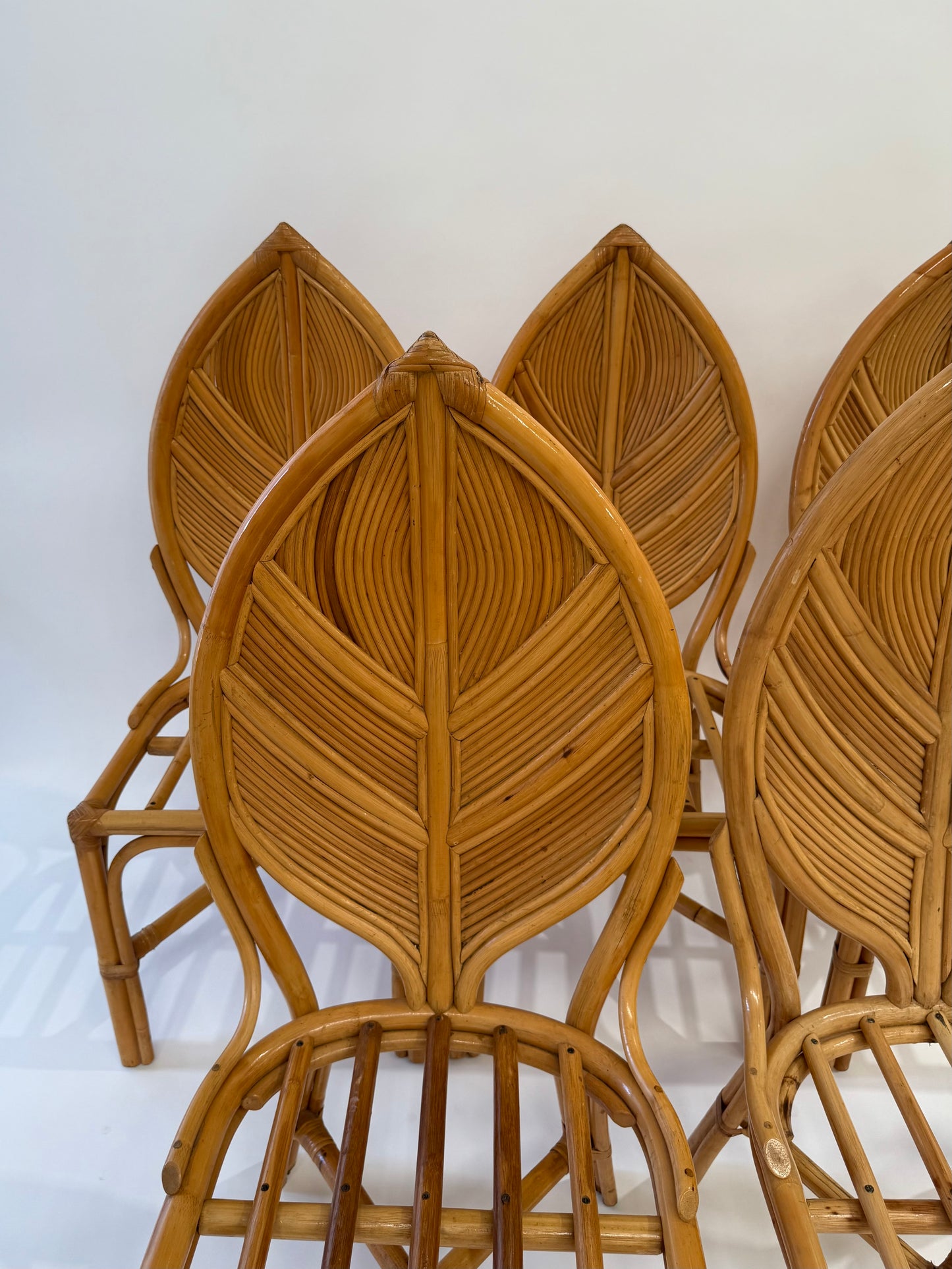 Set of Six Vintage French Bamboo Dining Chairs