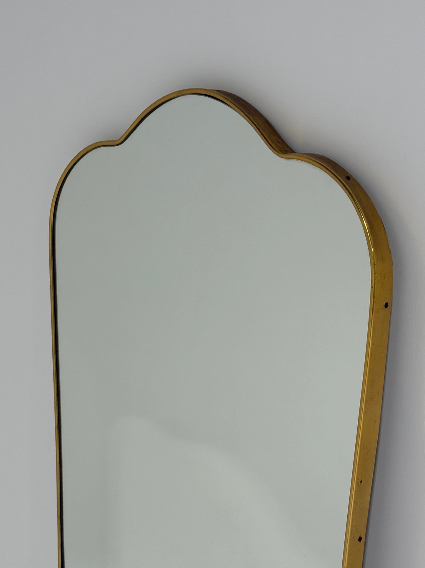 Large Vintage Italian Curved Brass Mirror