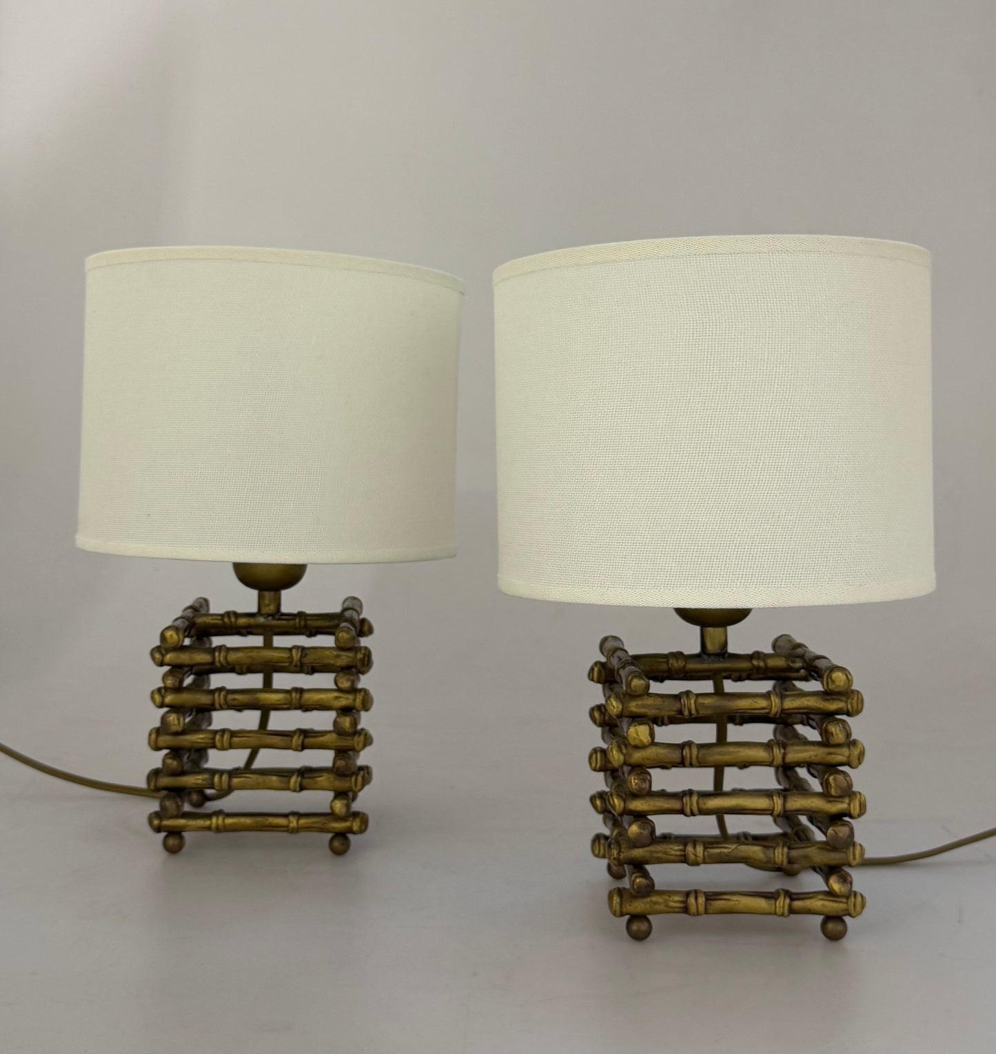Vintage Brass Faux Bamboo Lamp - Two Available