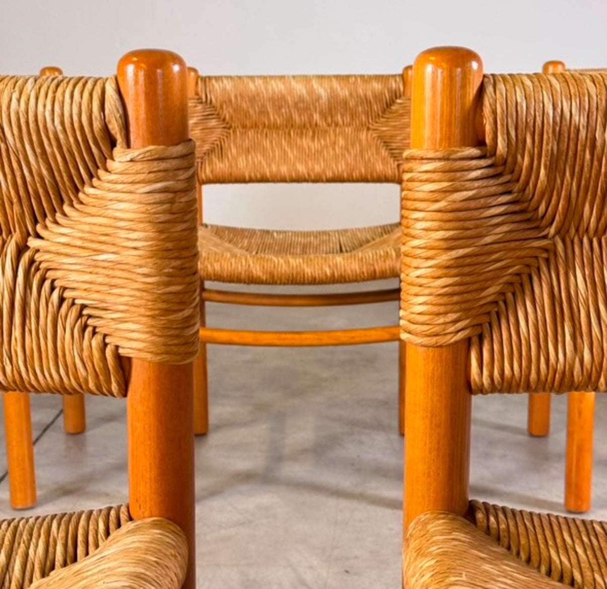 PRE ORDER Set of 8 Dordogne Chairs by Charlotte Perriand
