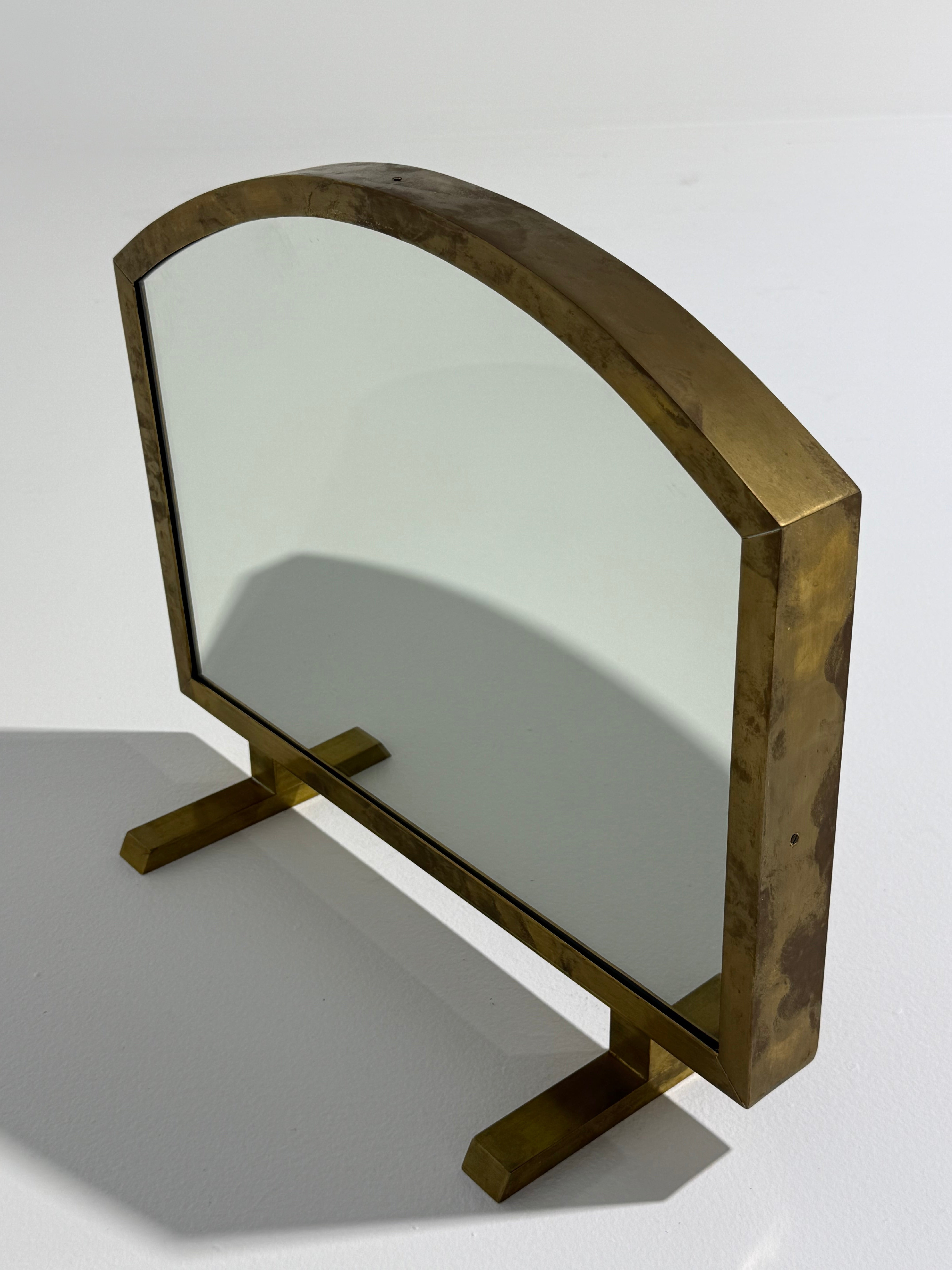 Vintage Italian Brass Vanity or Table Mirror