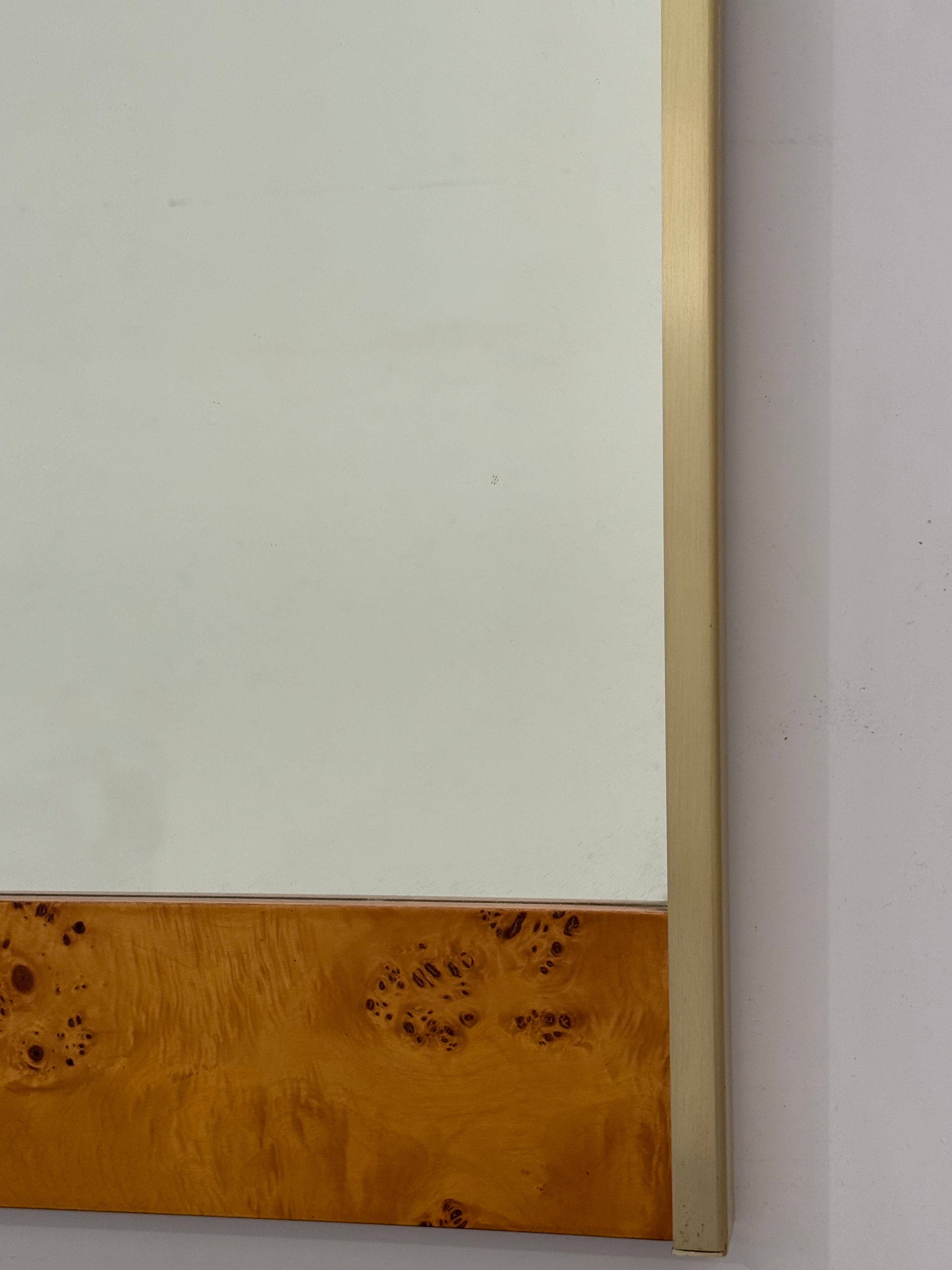 Italian Briar Wood & Brass Mirror