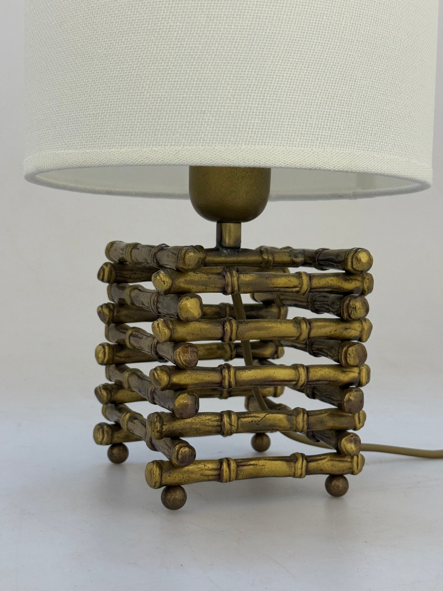Vintage Brass Faux Bamboo Lamp - Two Available