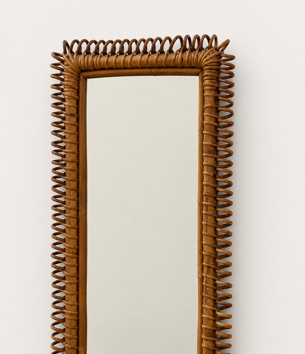 Large Italian Bamboo Mirror by Franco Albini