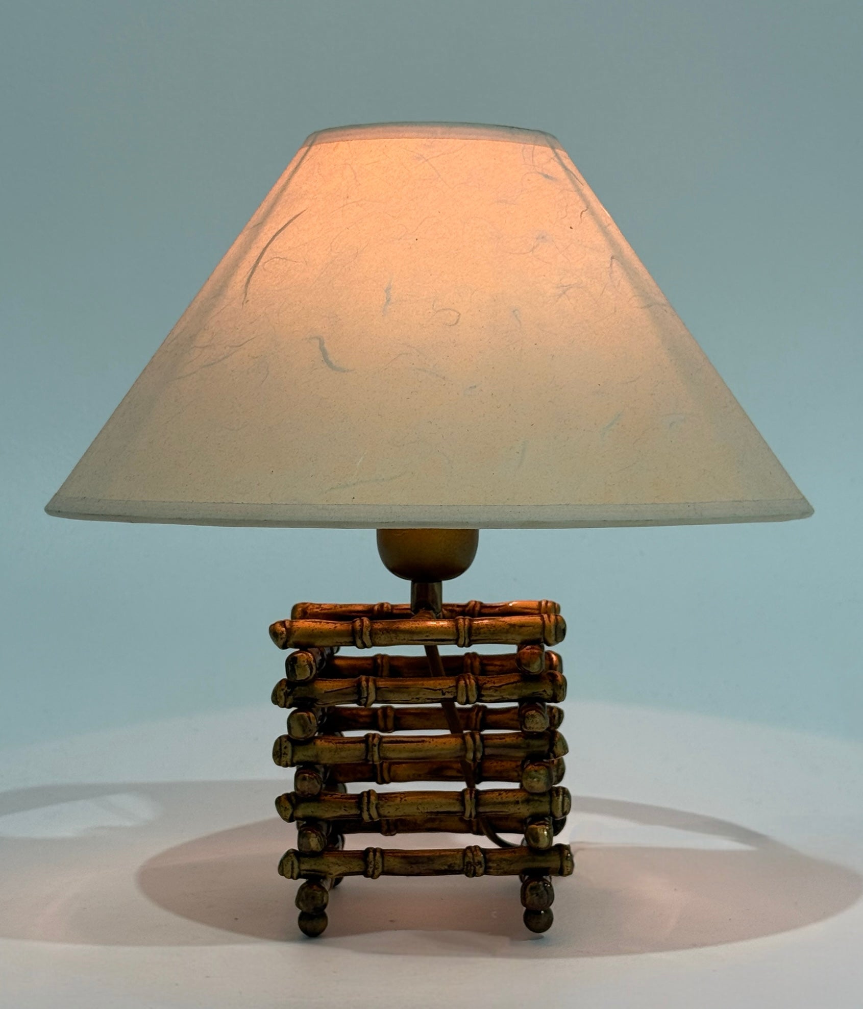 Vintage Brass Faux Bamboo Lamp
