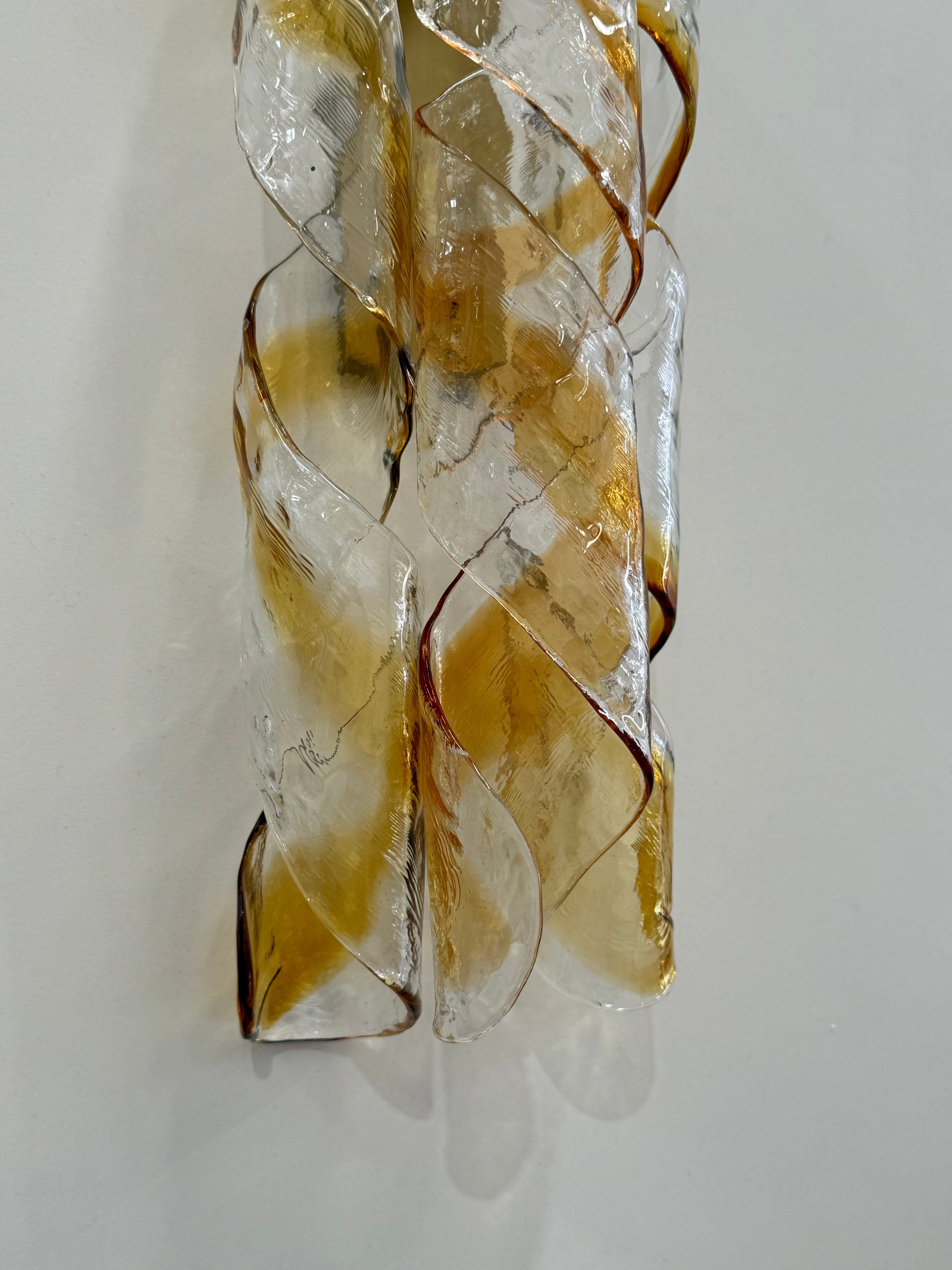 Pair of Murano “Torciglione” Wall Lights by Mazzega