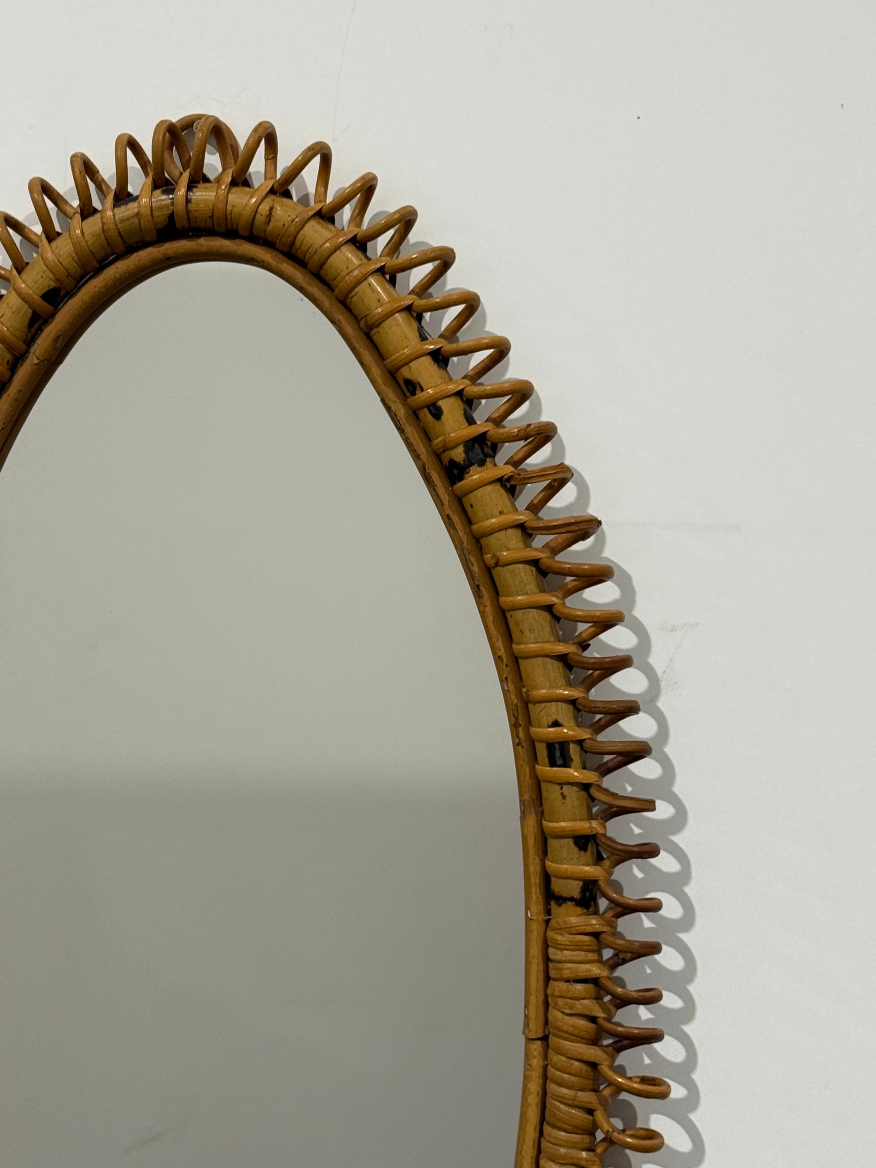 Large Italian Bamboo Mirror by Franco Albini