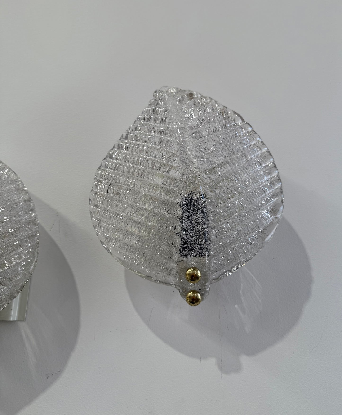 Pair of Murano Glass Foglia Wall Lights