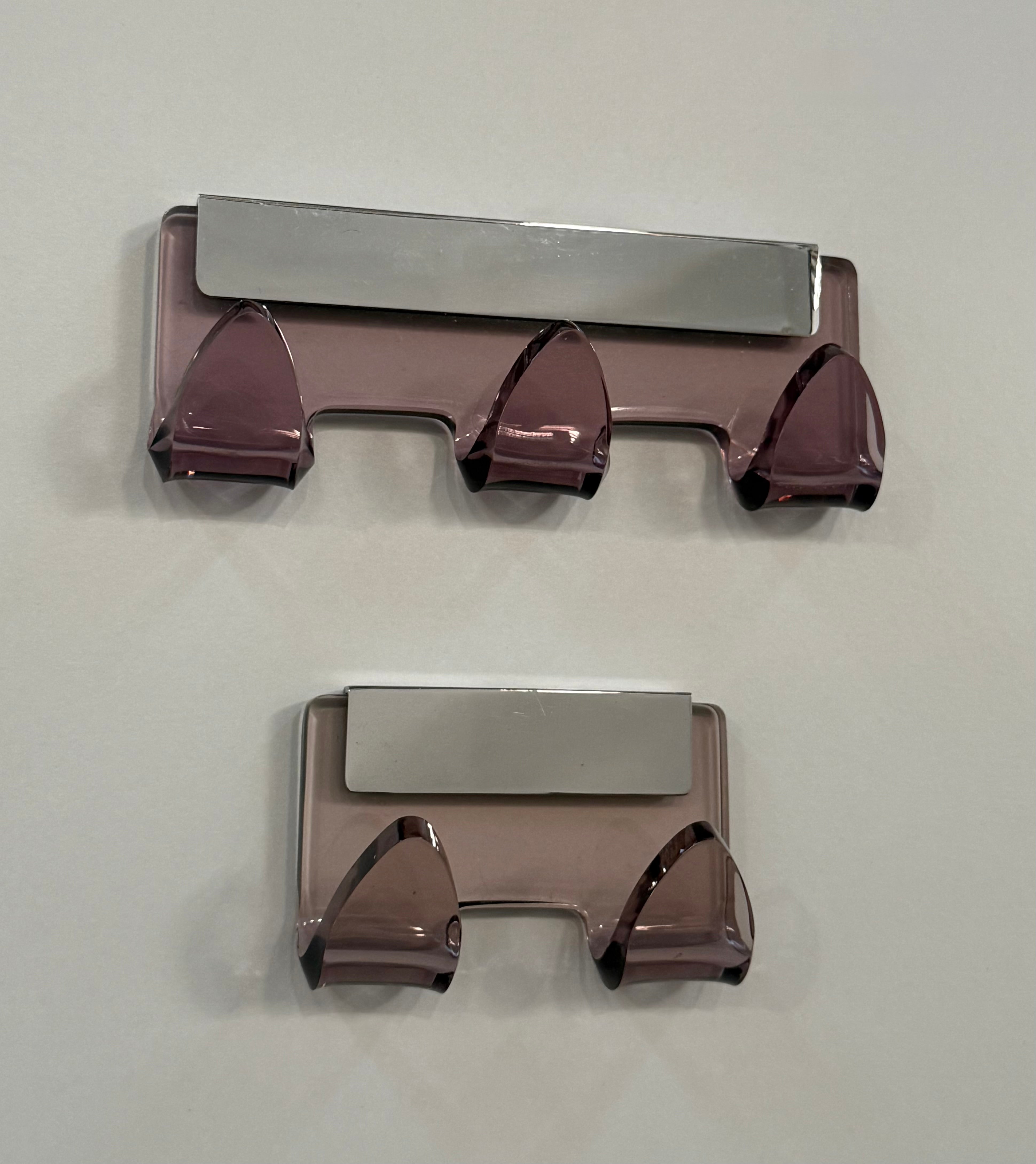 Set of Italian Perspex and Chrome Wall Hooks