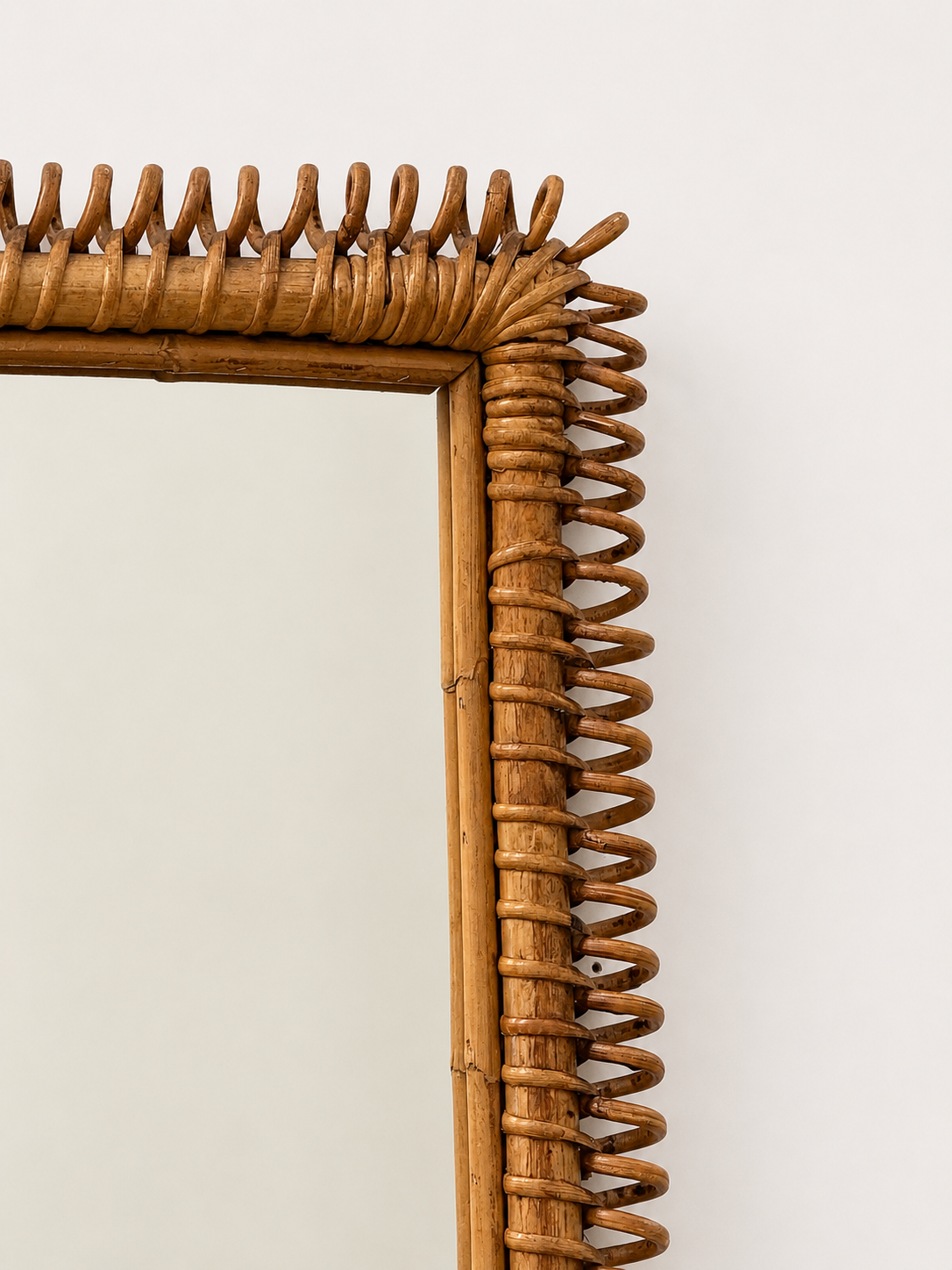 Large Italian Bamboo Mirror by Franco Albini
