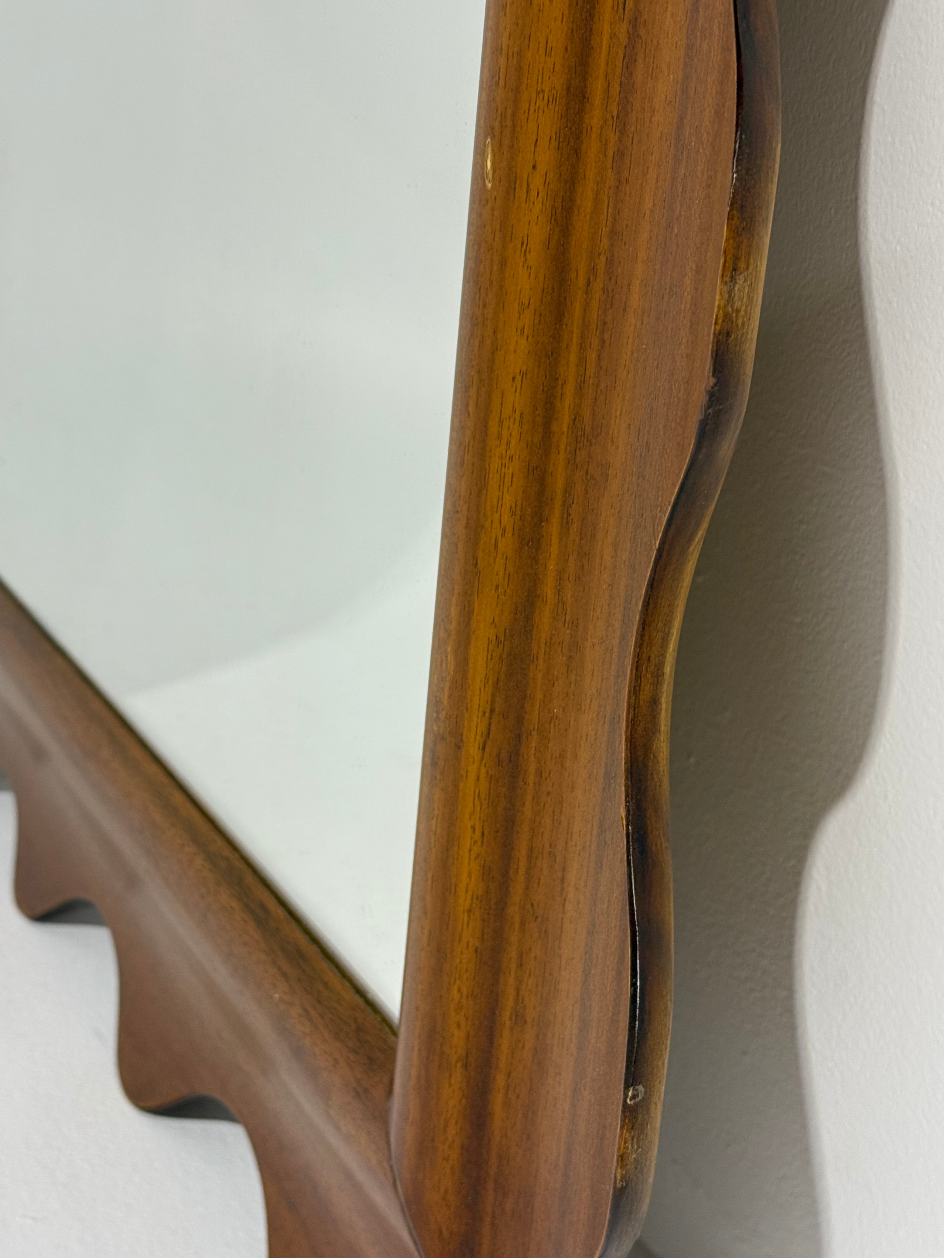 Italian Oak Wall Mirror with Scalloped Frame