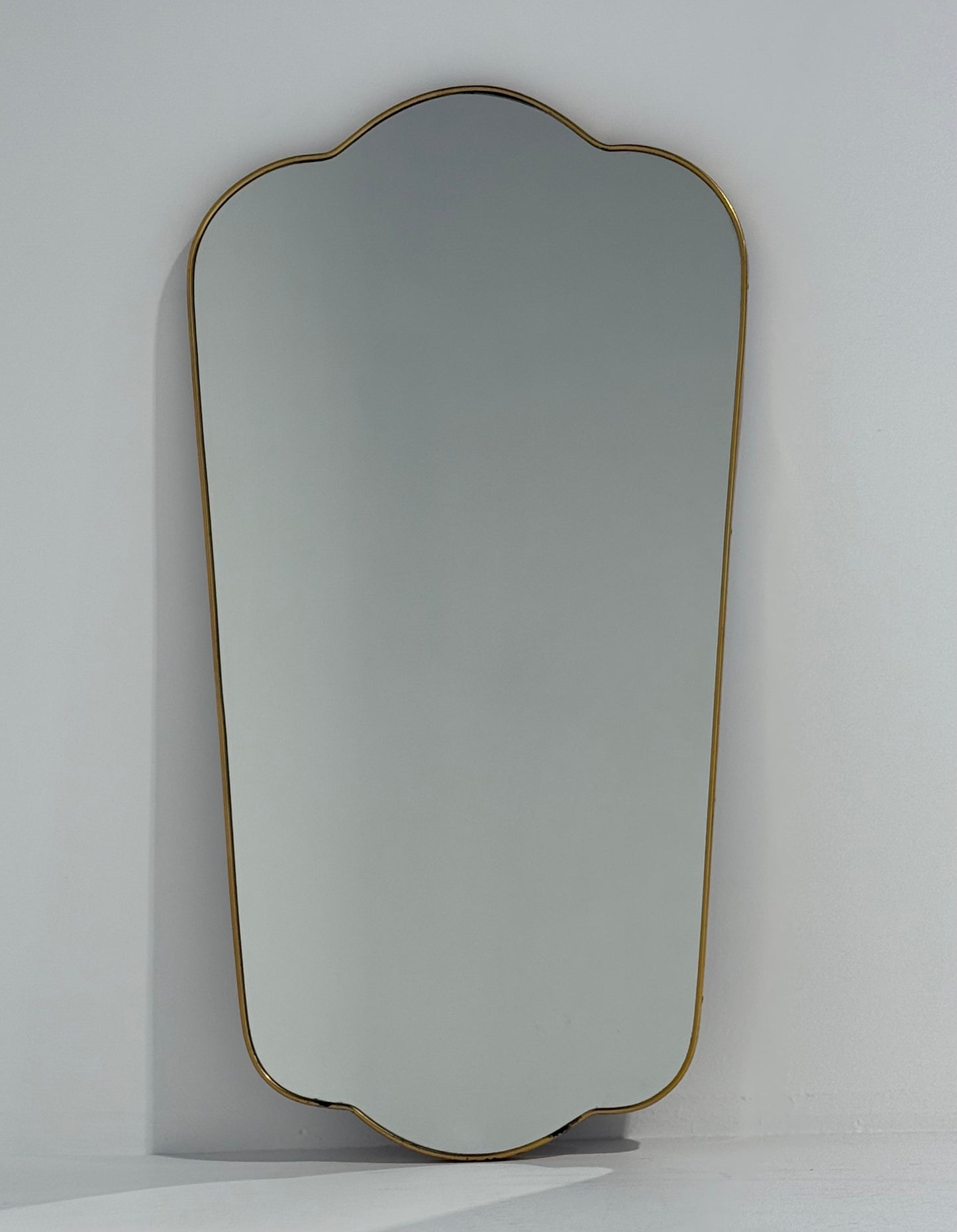 Large Vintage Italian Curved Brass Mirror