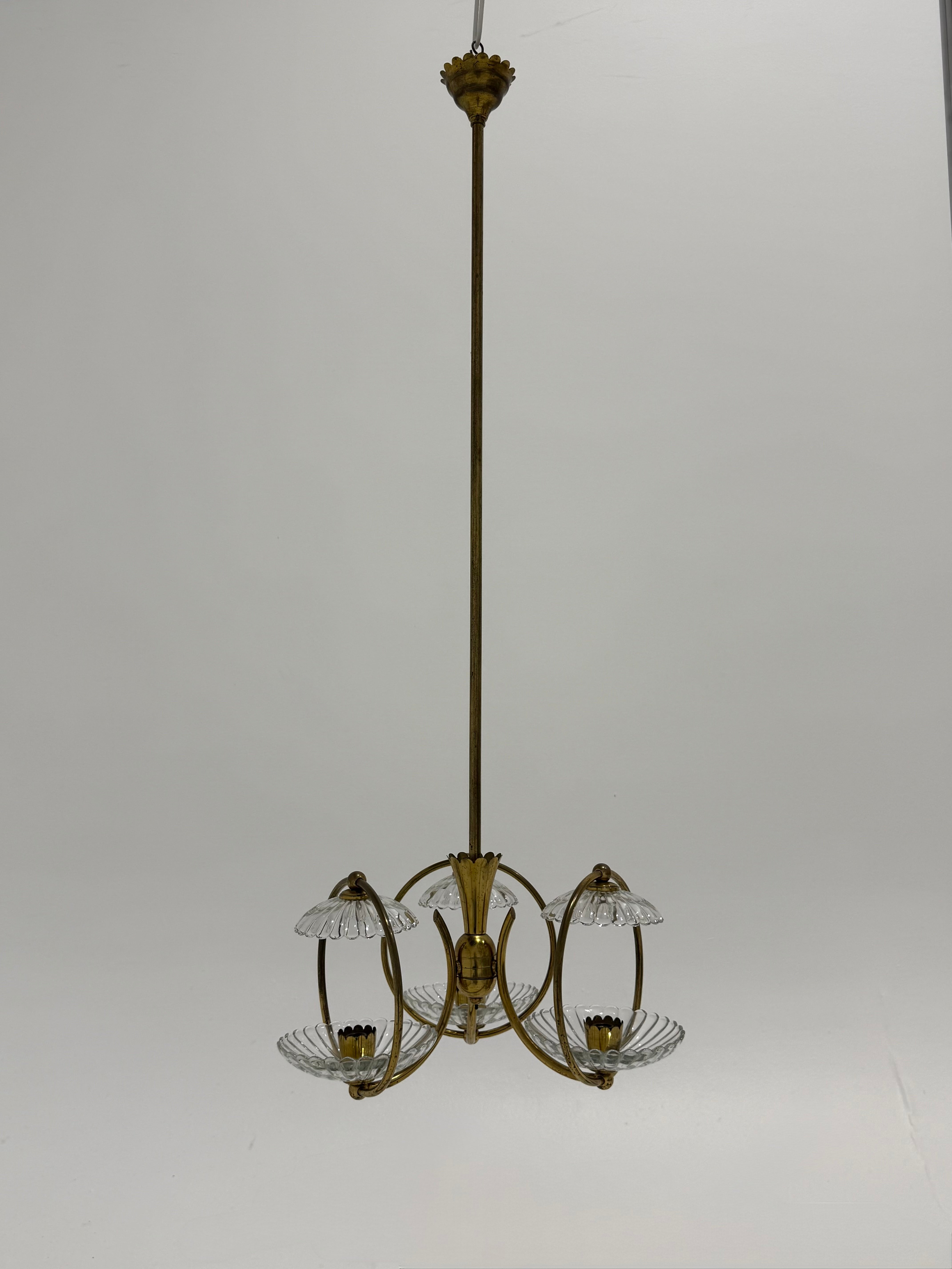 Murano Glass Triple Bowl Pendant by Barovier
