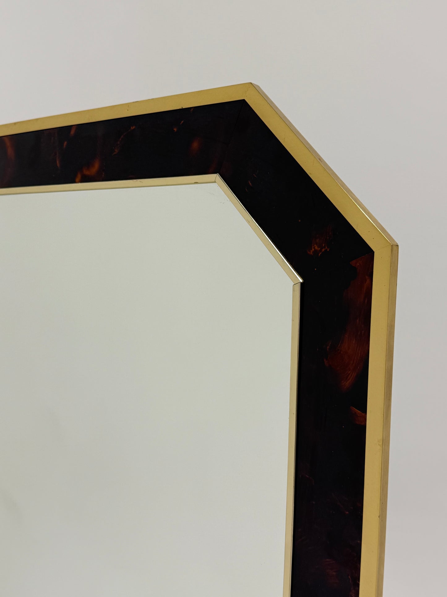 Large French Lacquered Tortoiseshell Mirror