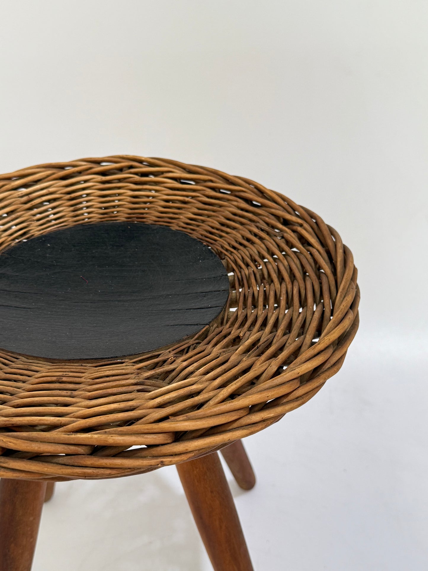 Vintage Wicker Stool by Jan Kalous