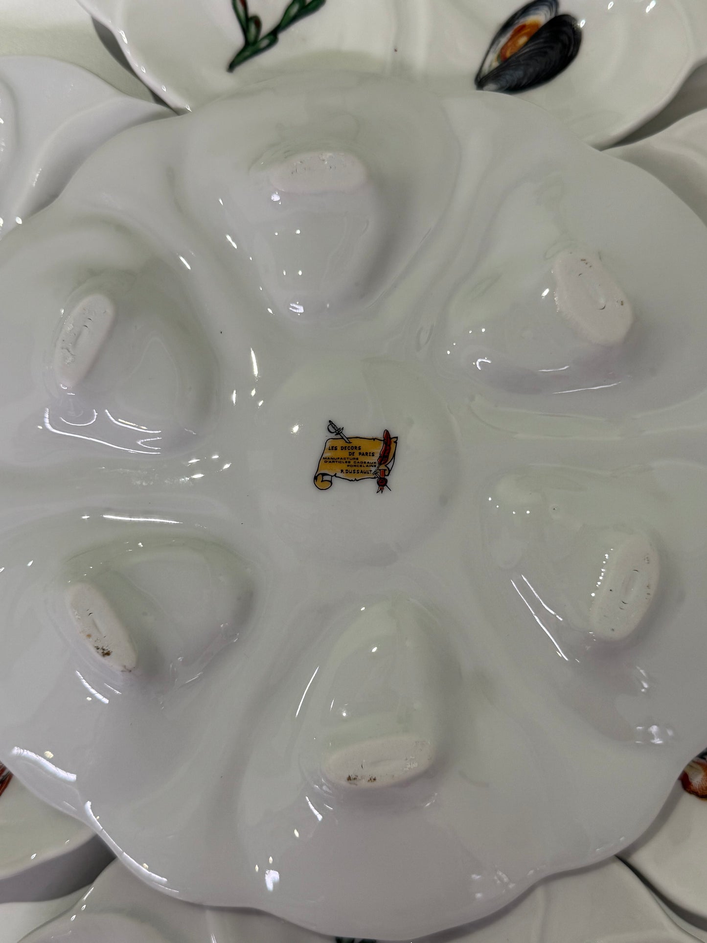 Vintage French Porcelain Oyster Plates - 8 Available