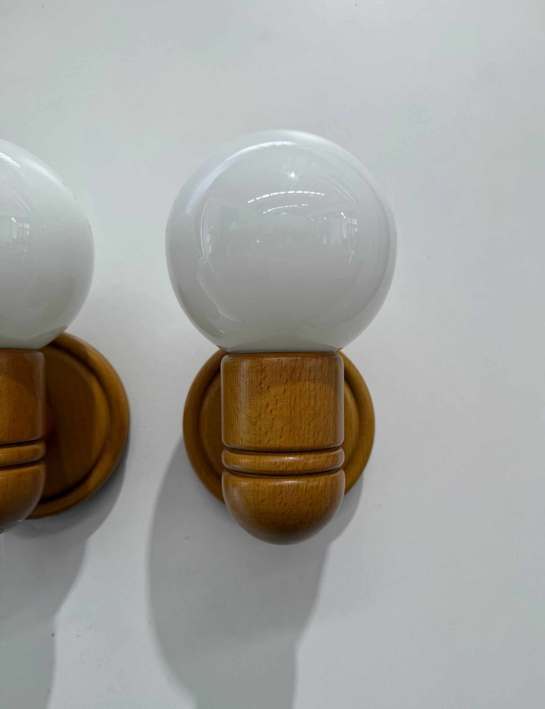 Pair of Scandinavian Pine Wall Lights