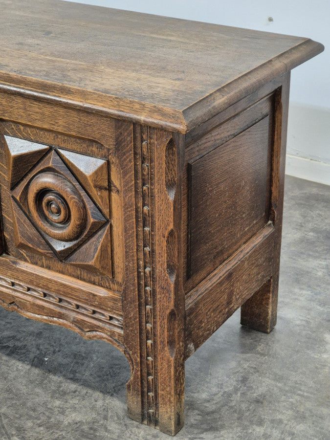 PRE ORDER: Vintage French Oak Chest by Charles Dudouyt