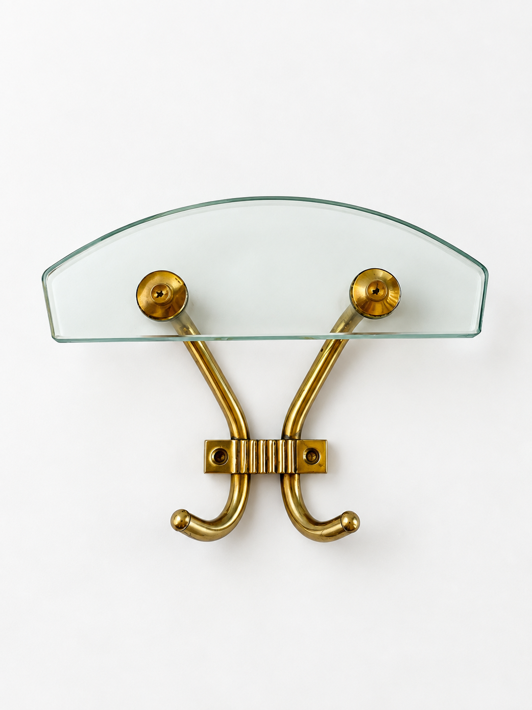 Italian Brass and Glass Coat Hook - Five Available