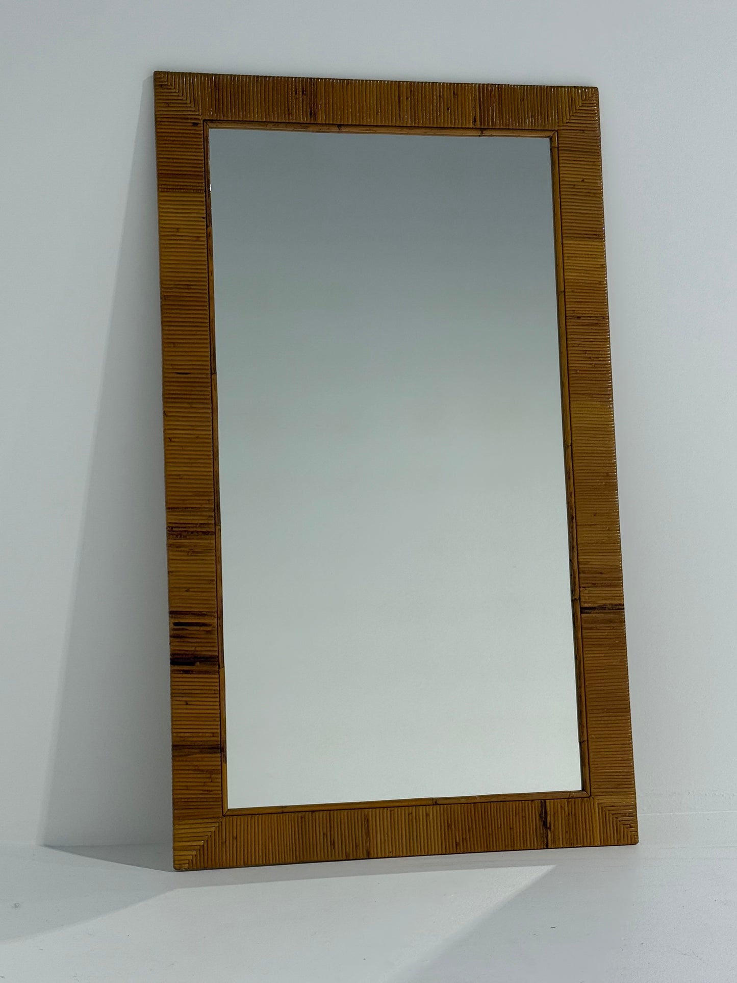 Full Length Vintage Pencil Reed Style Rattan Mirror