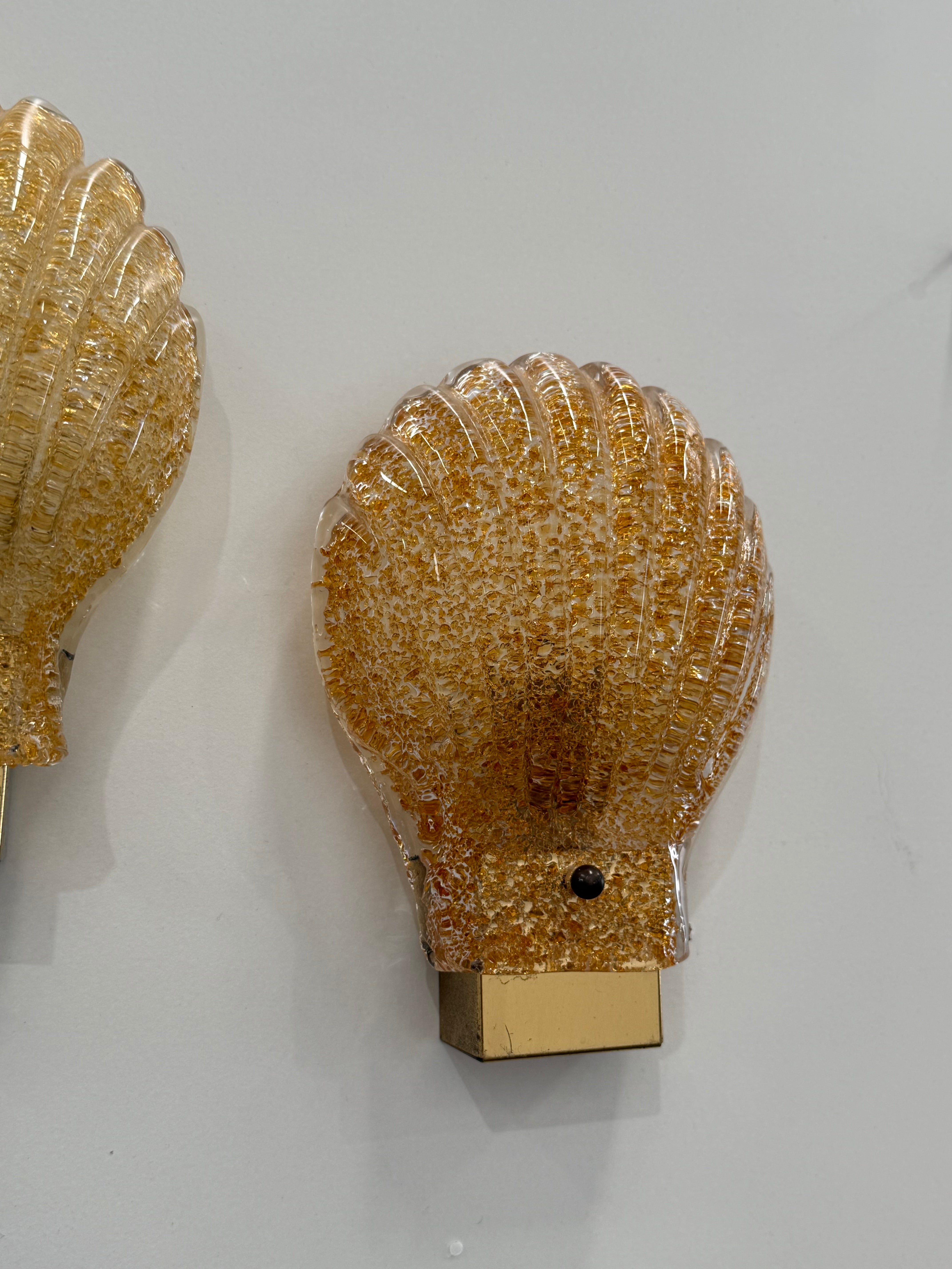 Murano Glass Shell Wall Light - Two Available