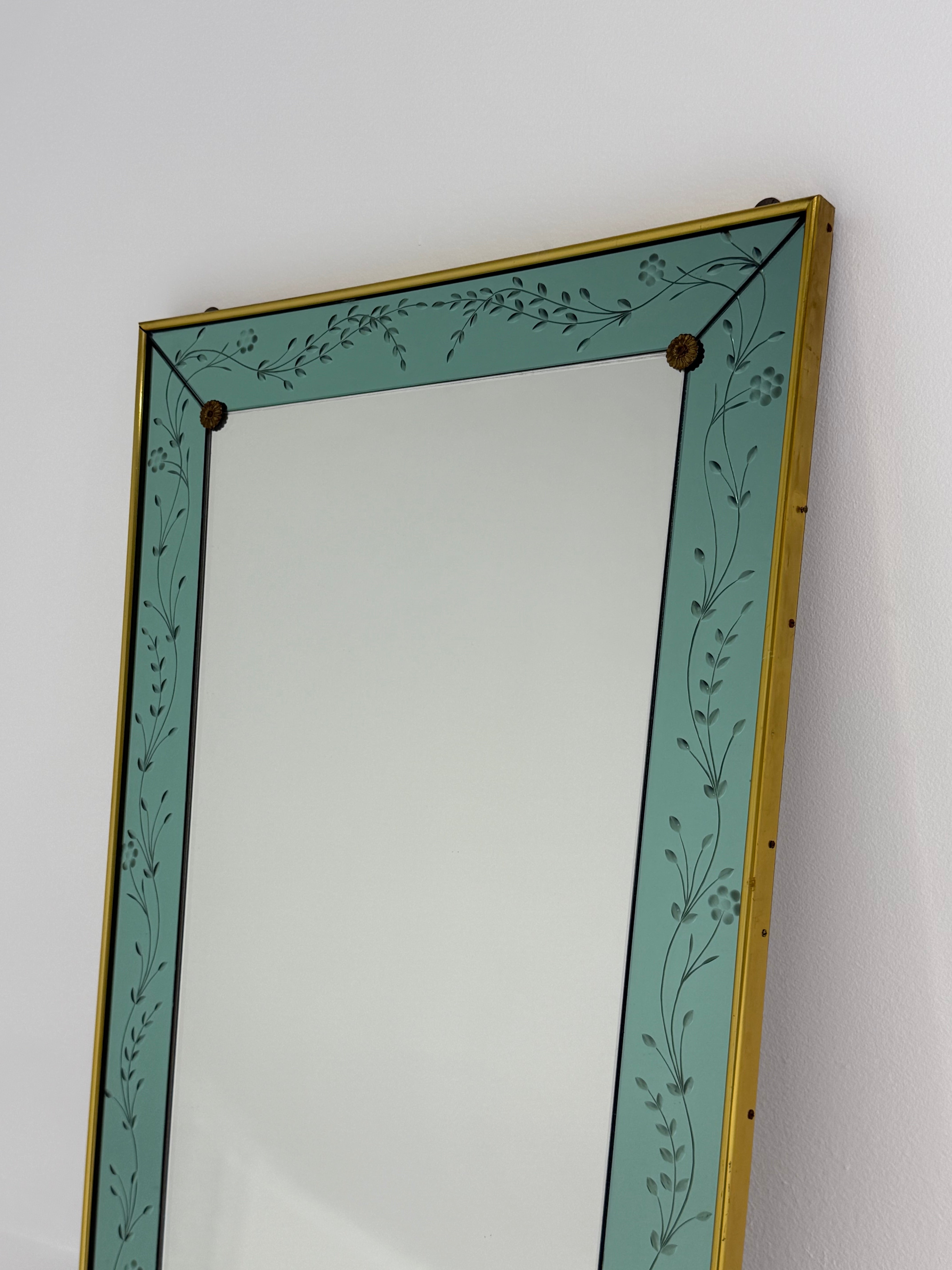 Italian Etched Glass Mirror by Cristal Arte