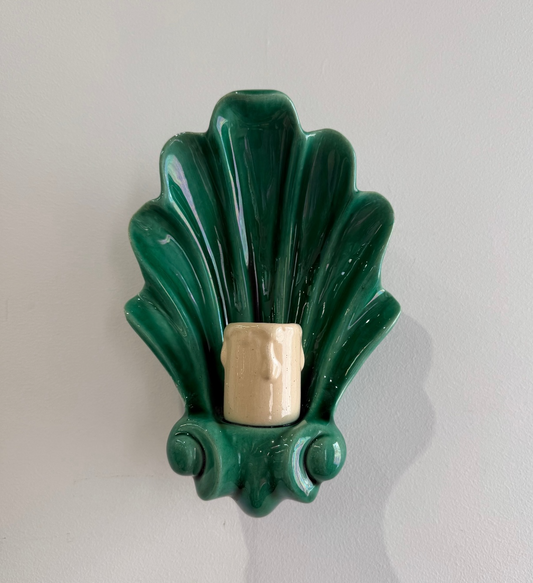 French Ceramic Shell Wall Light - Two Available