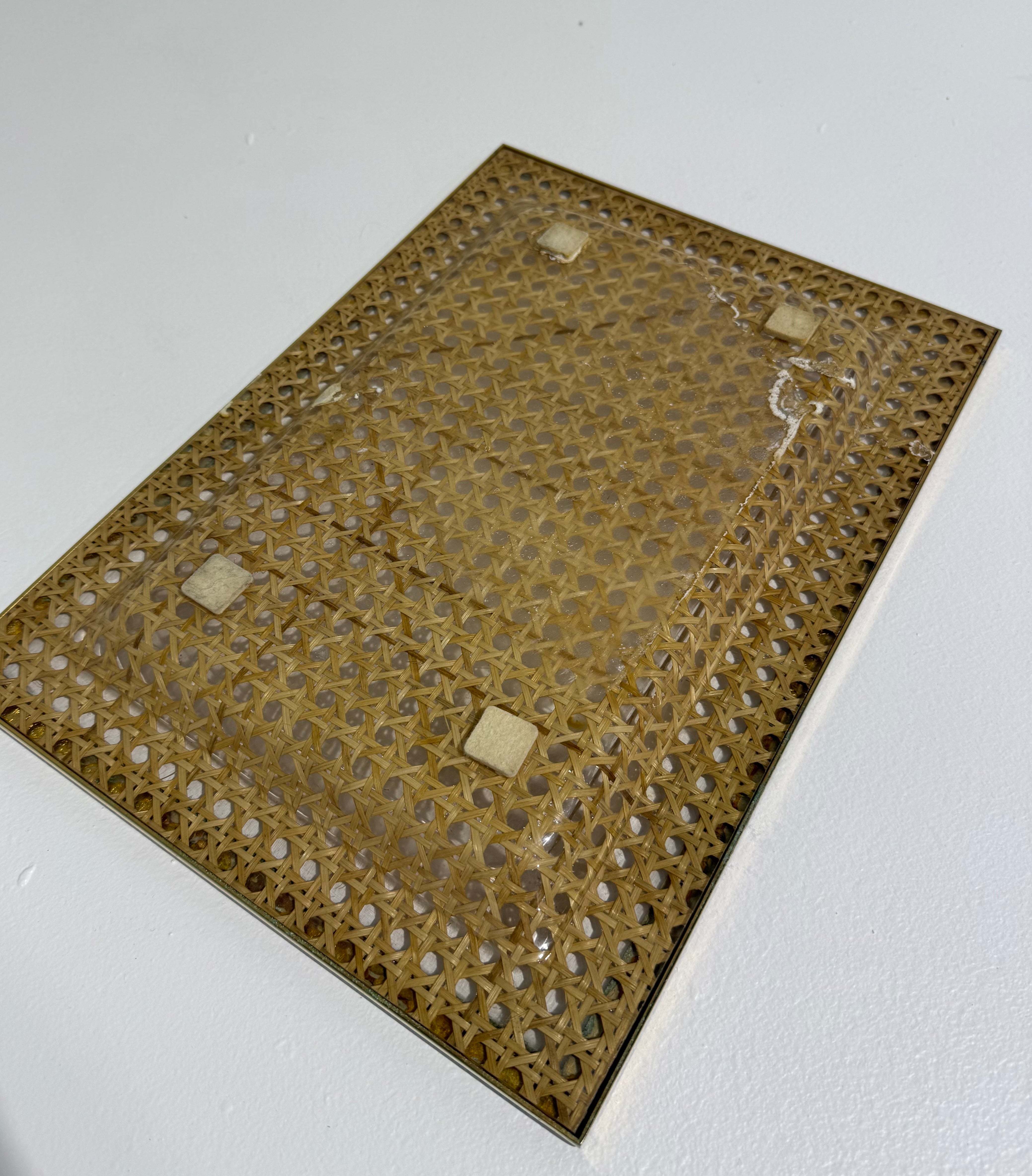 Italian Perspex & Rattan Tray